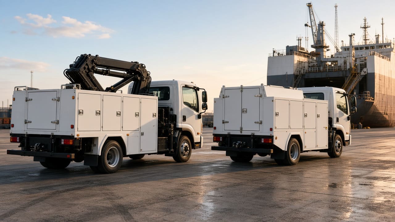 Envío y transporte de camiones de servicio y utilitarios