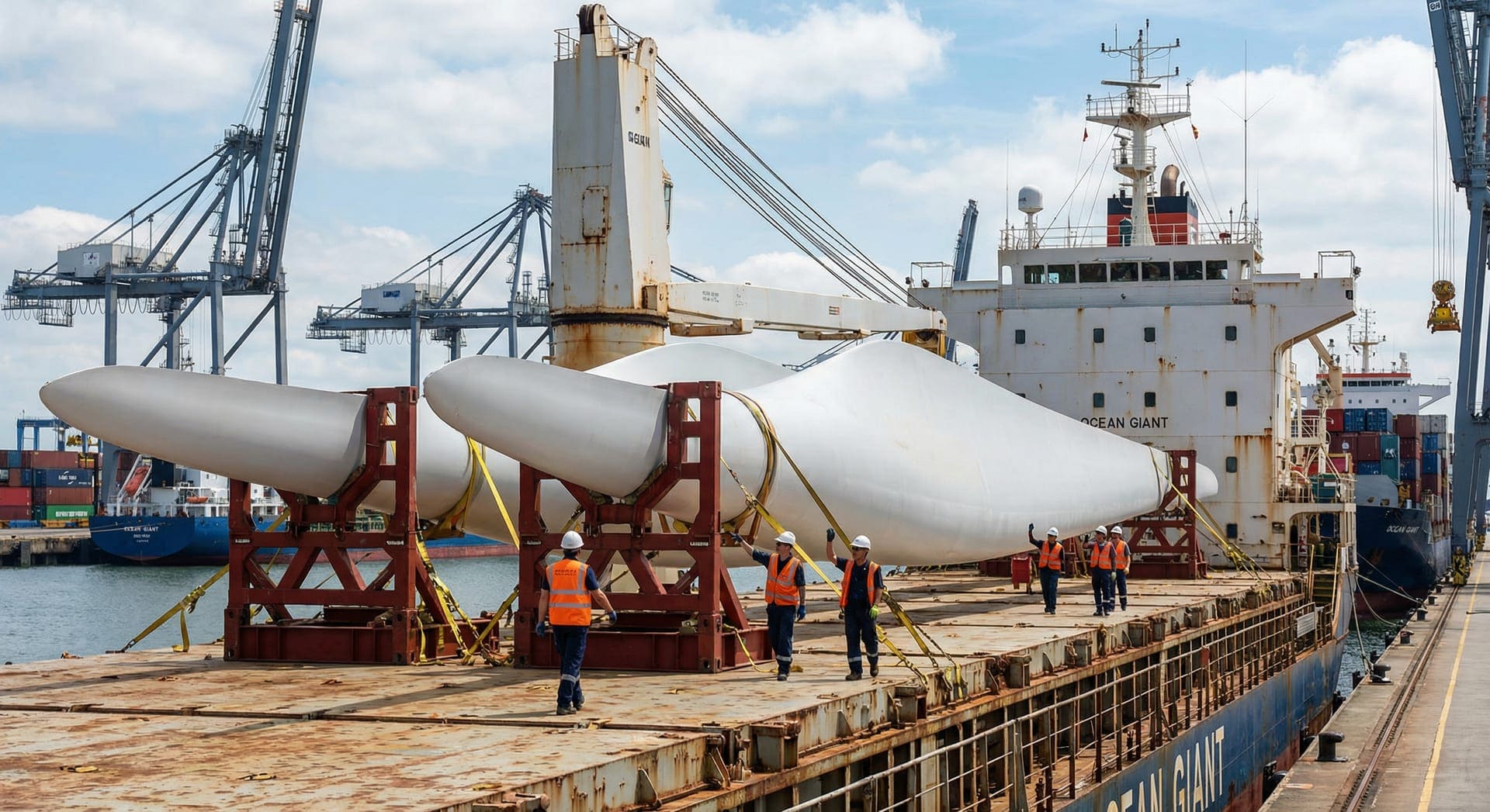 Project plan: wind turbine components, Texas to Brazil