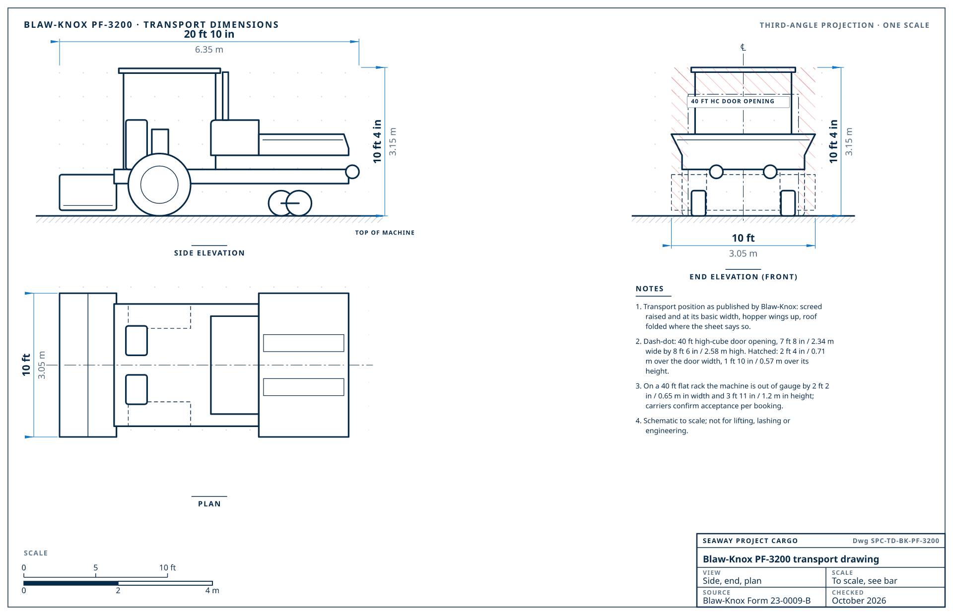 Blaw-Knox PF-3200 transport drawing