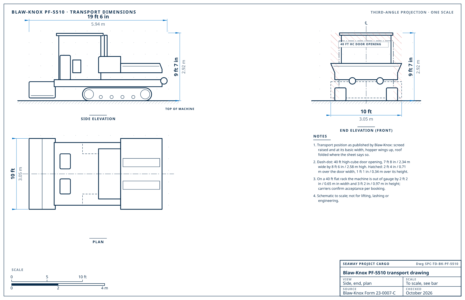Blaw-Knox PF-5510 transport drawing