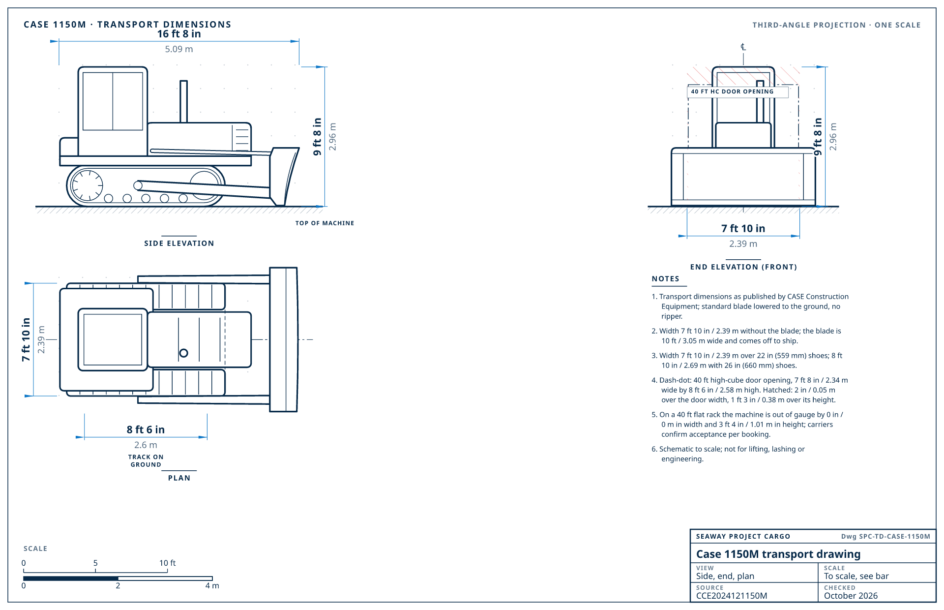 Case 1150M transport drawing