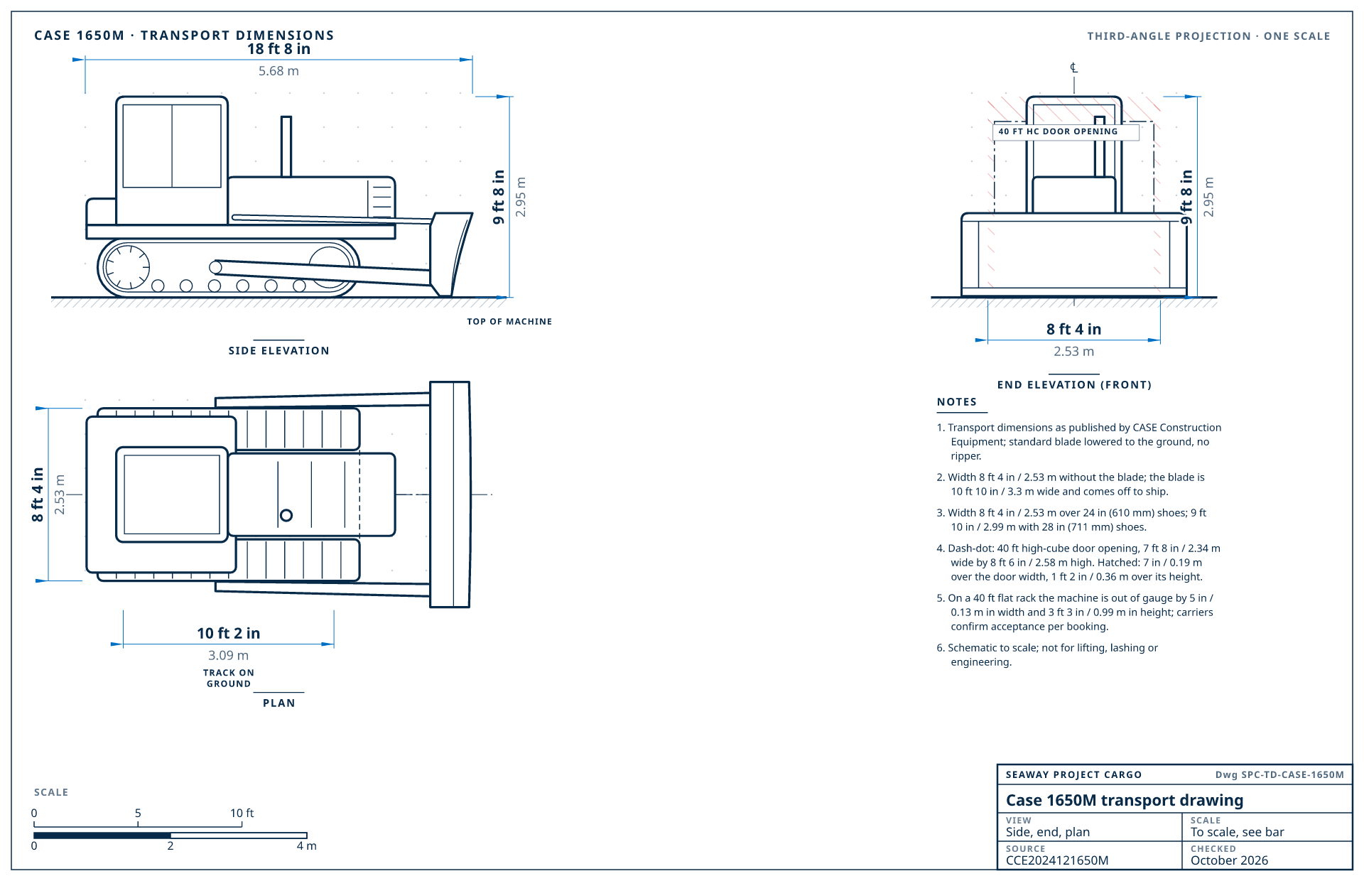 Case 1650M transport drawing