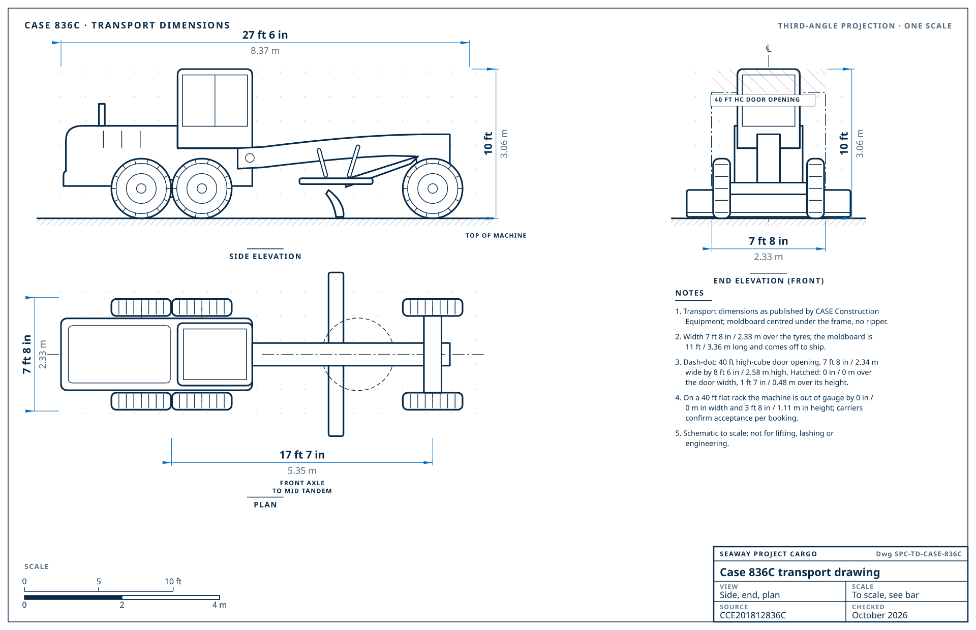 Case 836C transport drawing