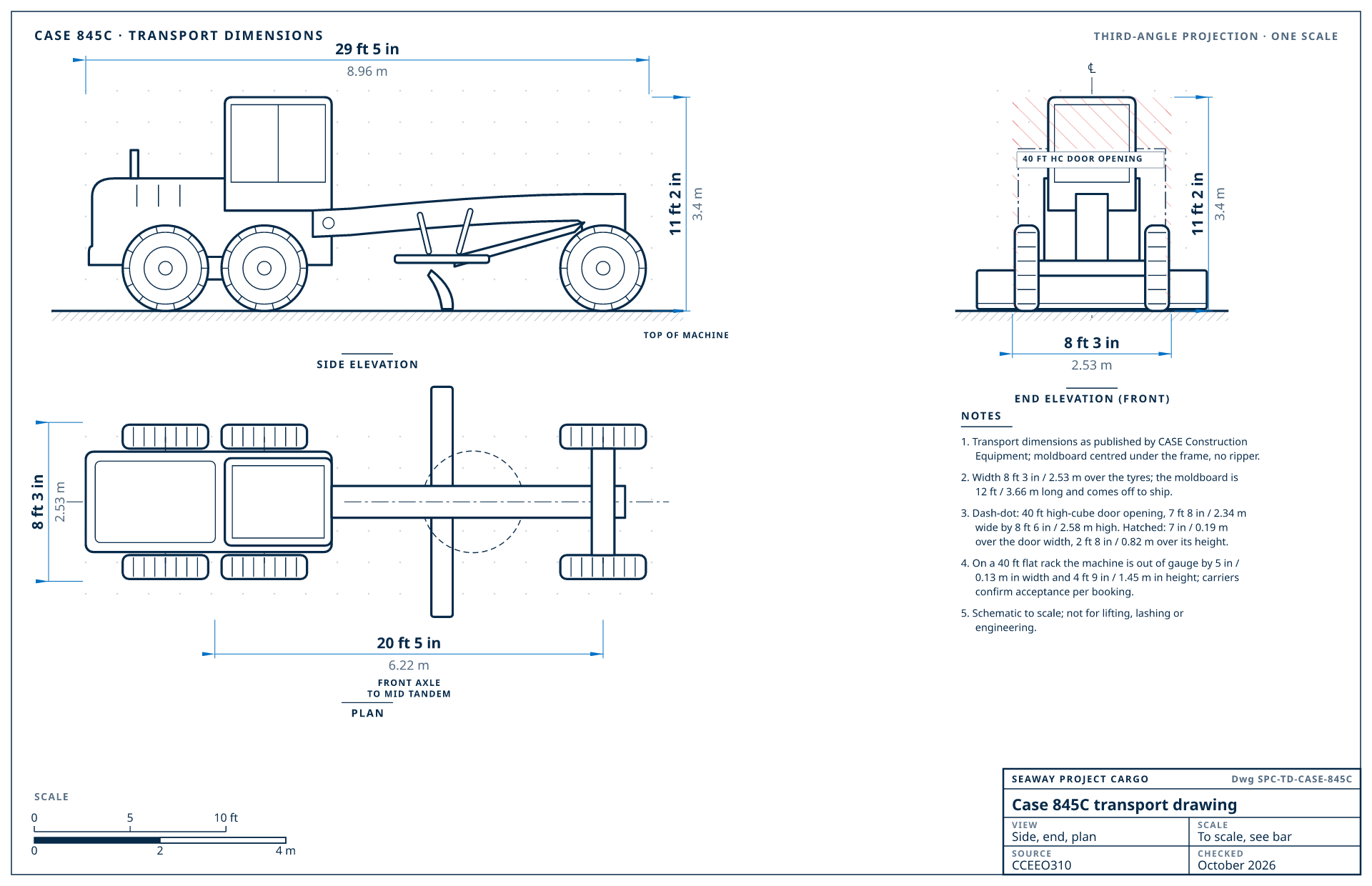 Case 845C transport drawing
