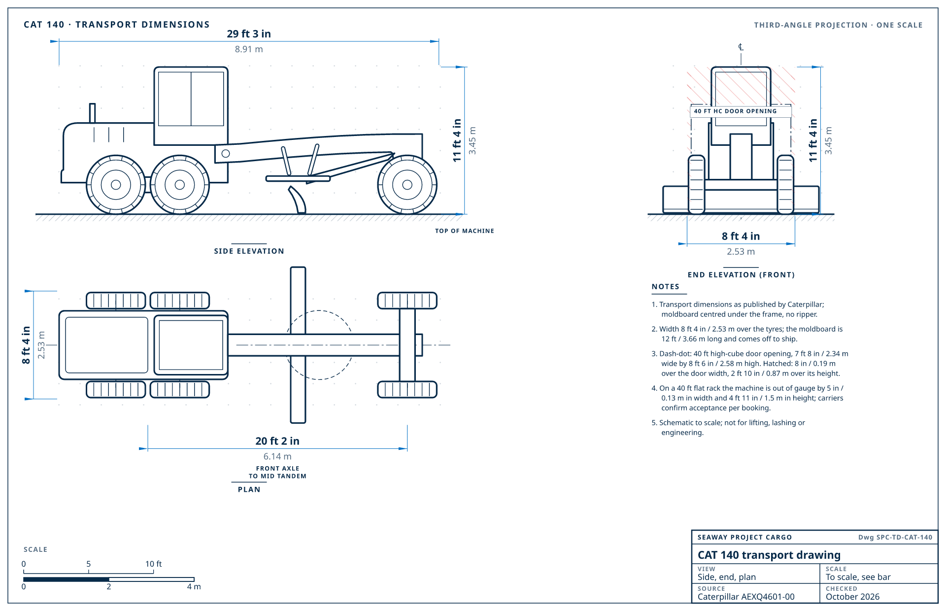 CAT 140 transport drawing
