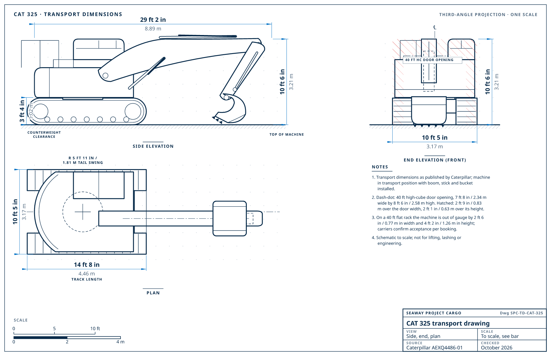 CAT 325 transport drawing