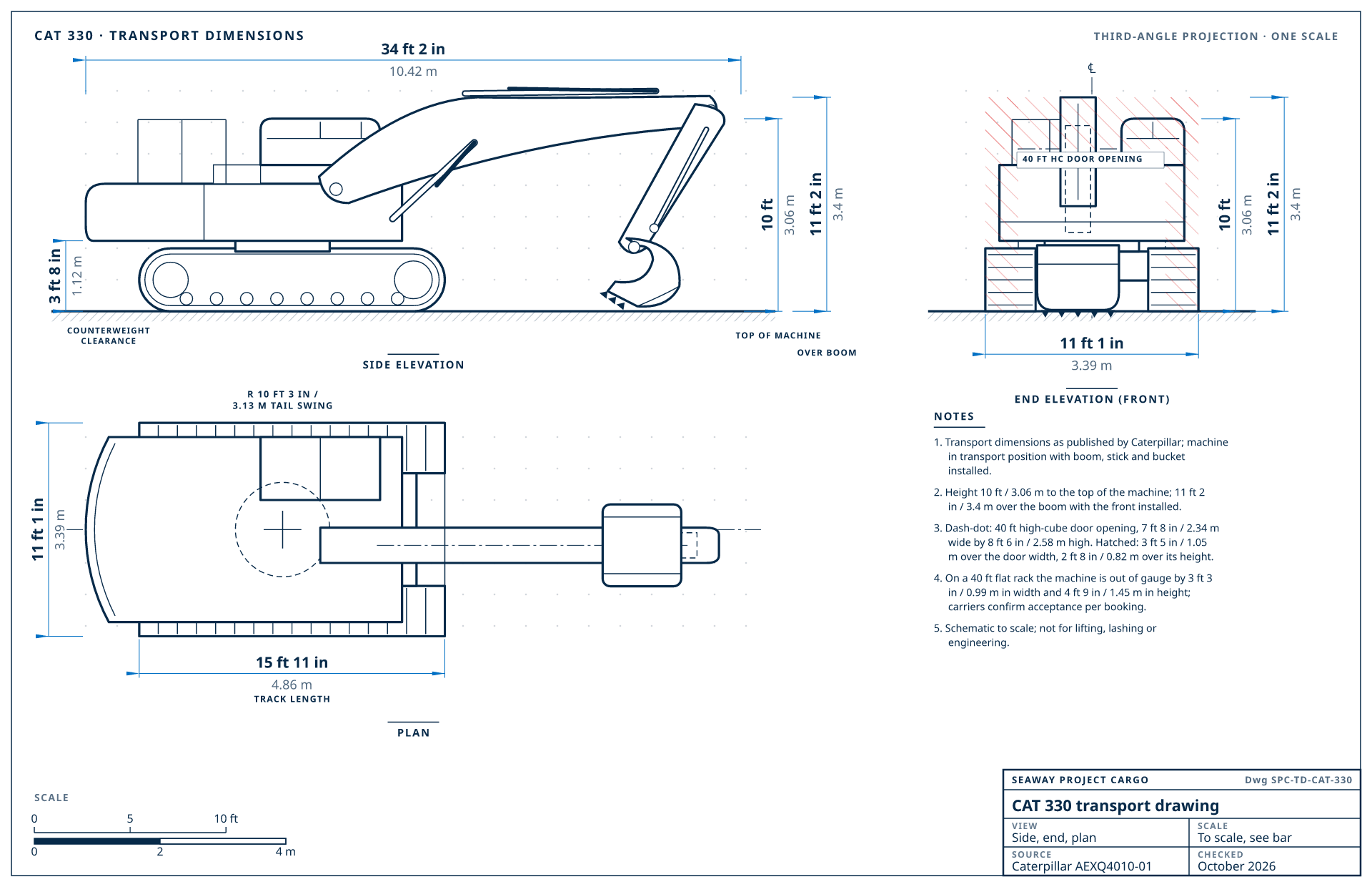 CAT 330 transport drawing