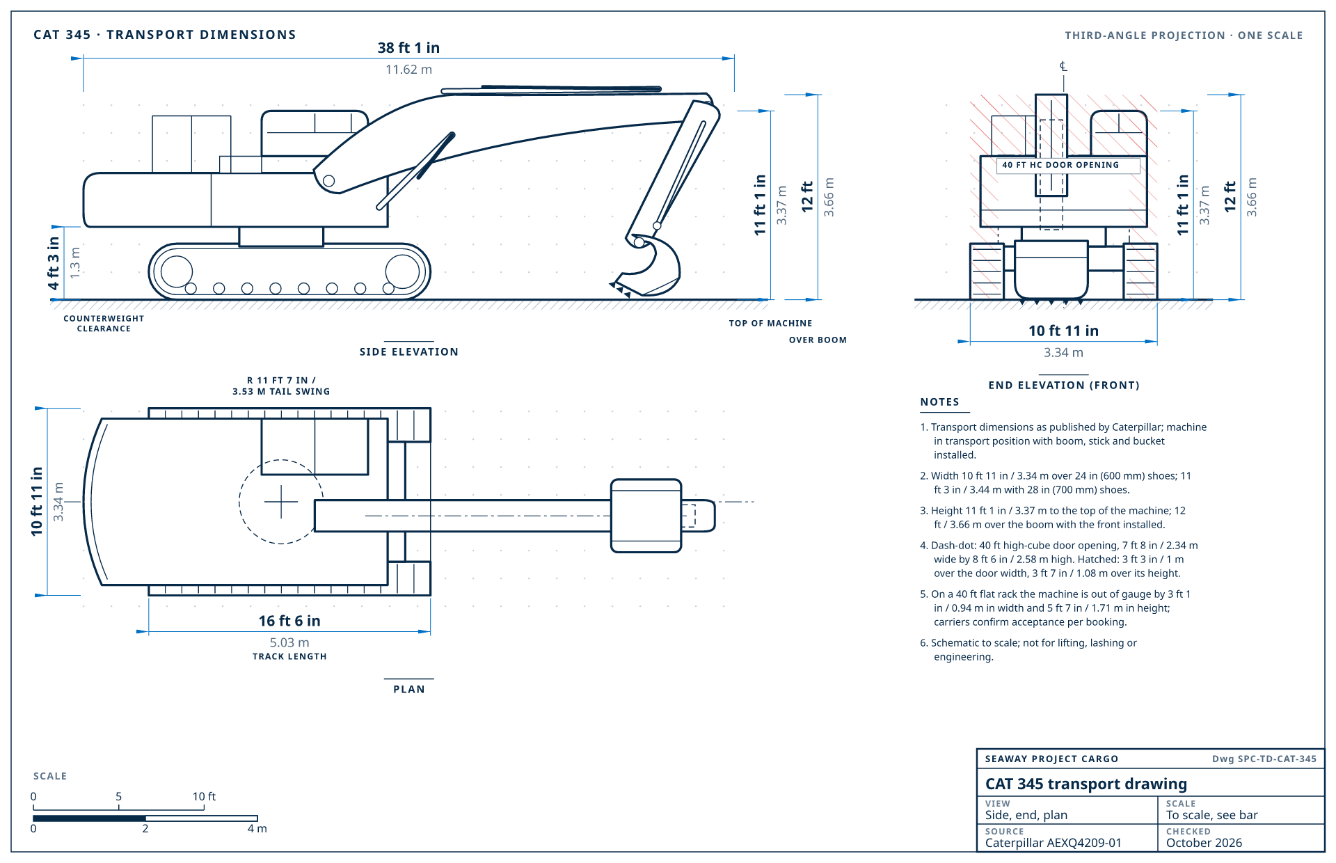 CAT 345 transport drawing