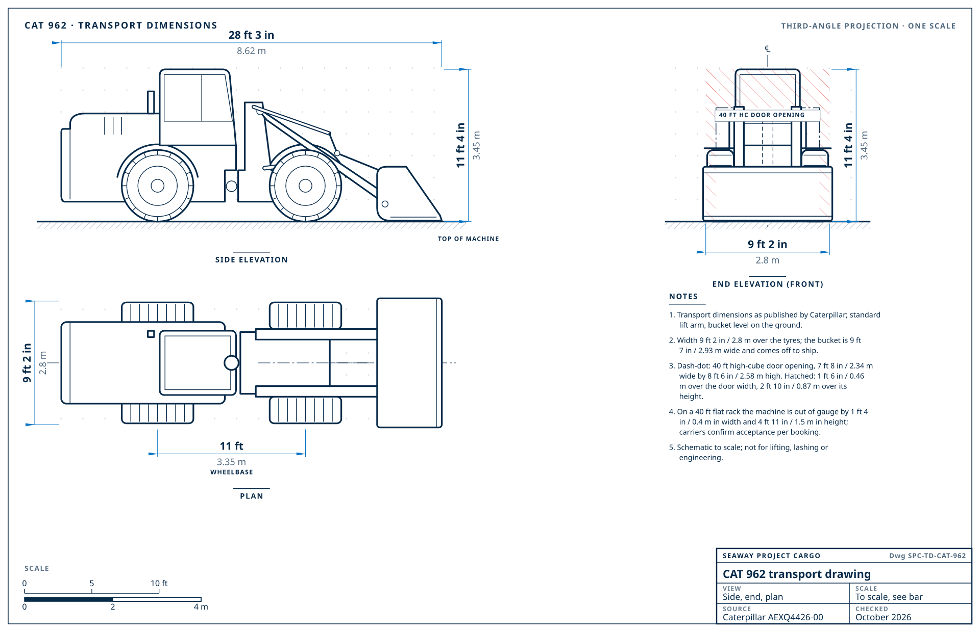 CAT 962 transport drawing