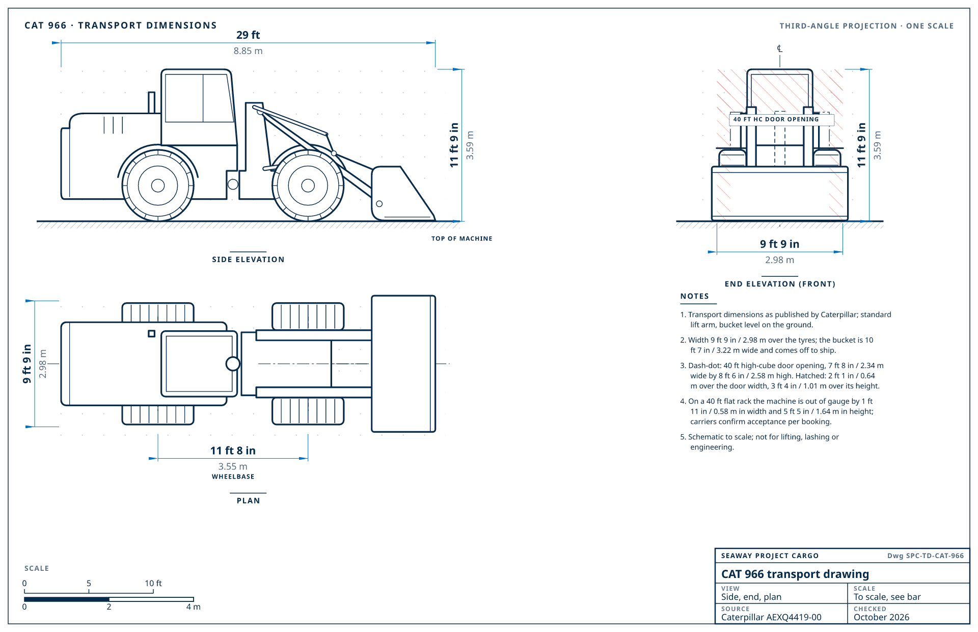 CAT 966 transport drawing