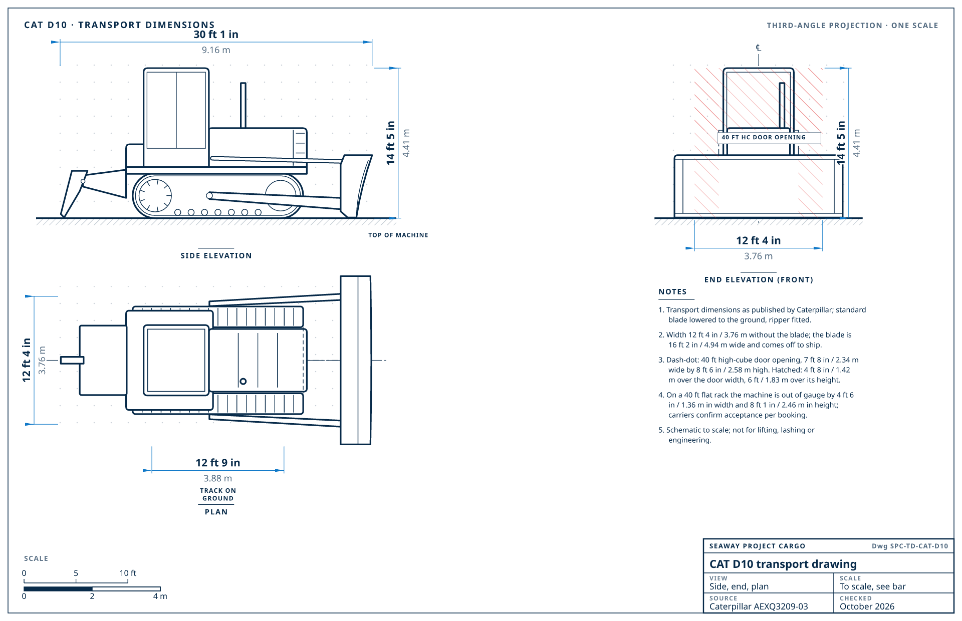 CAT D10 transport drawing