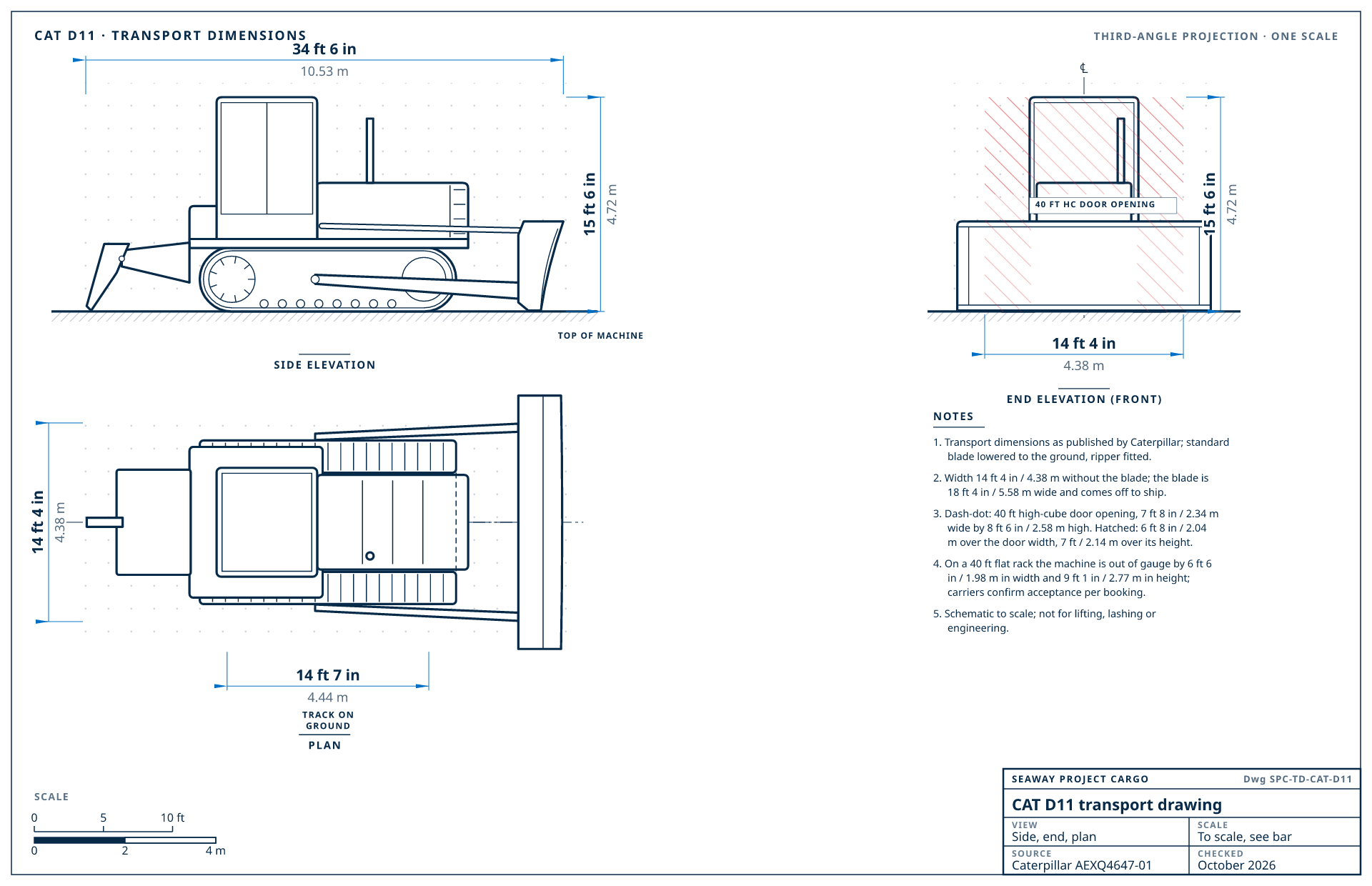 CAT D11 transport drawing