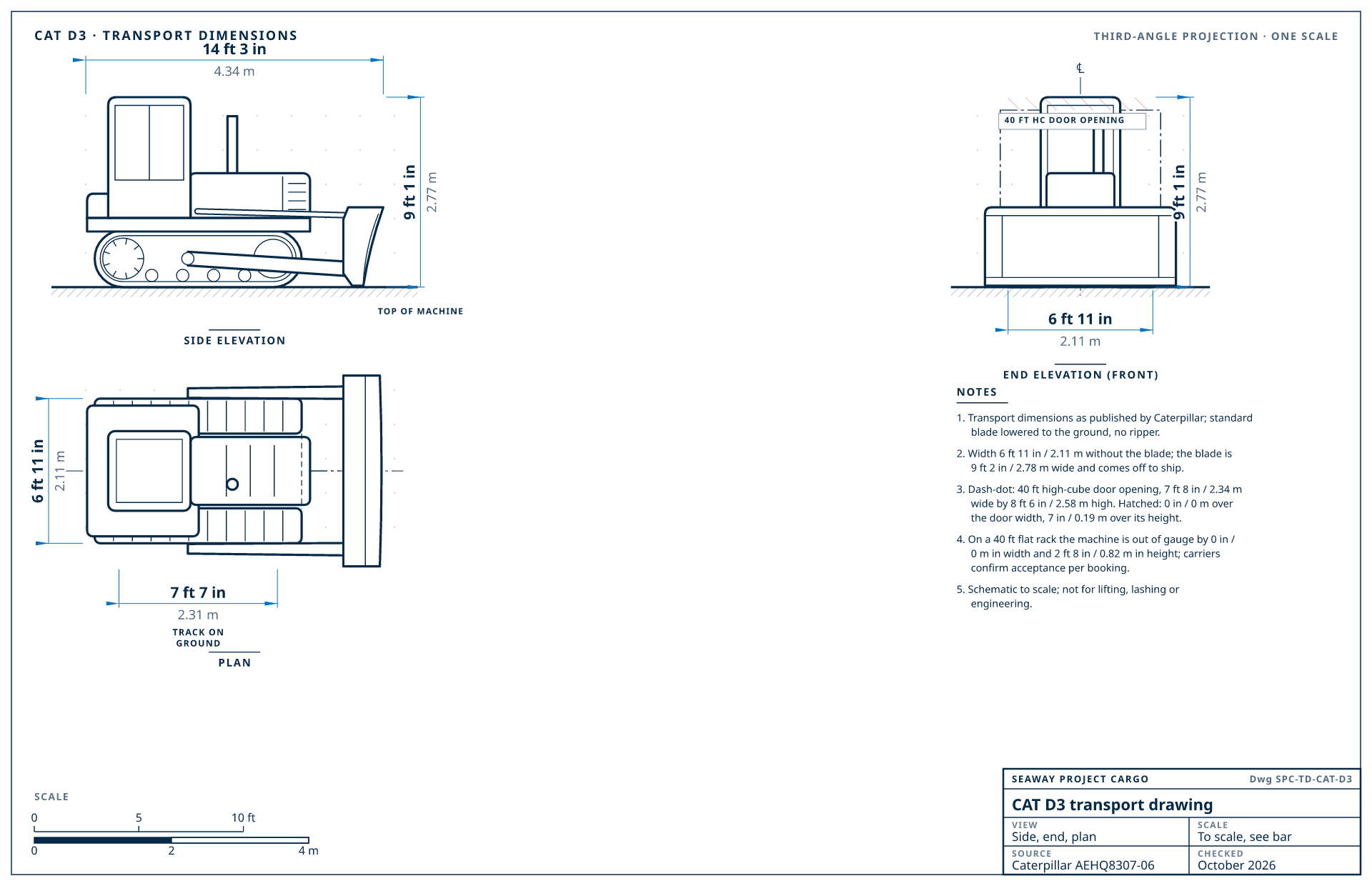 CAT D3 transport drawing