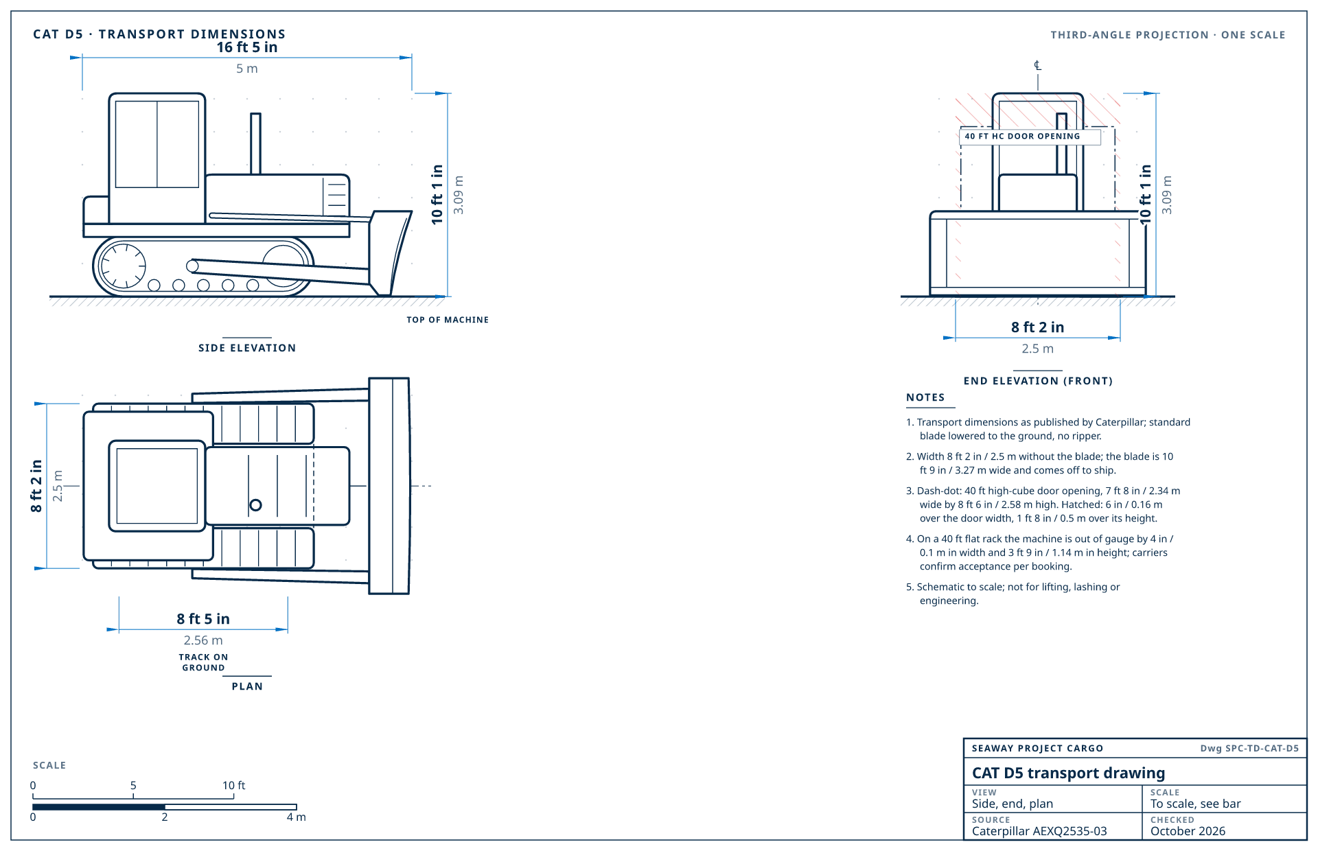 CAT D5 transport drawing