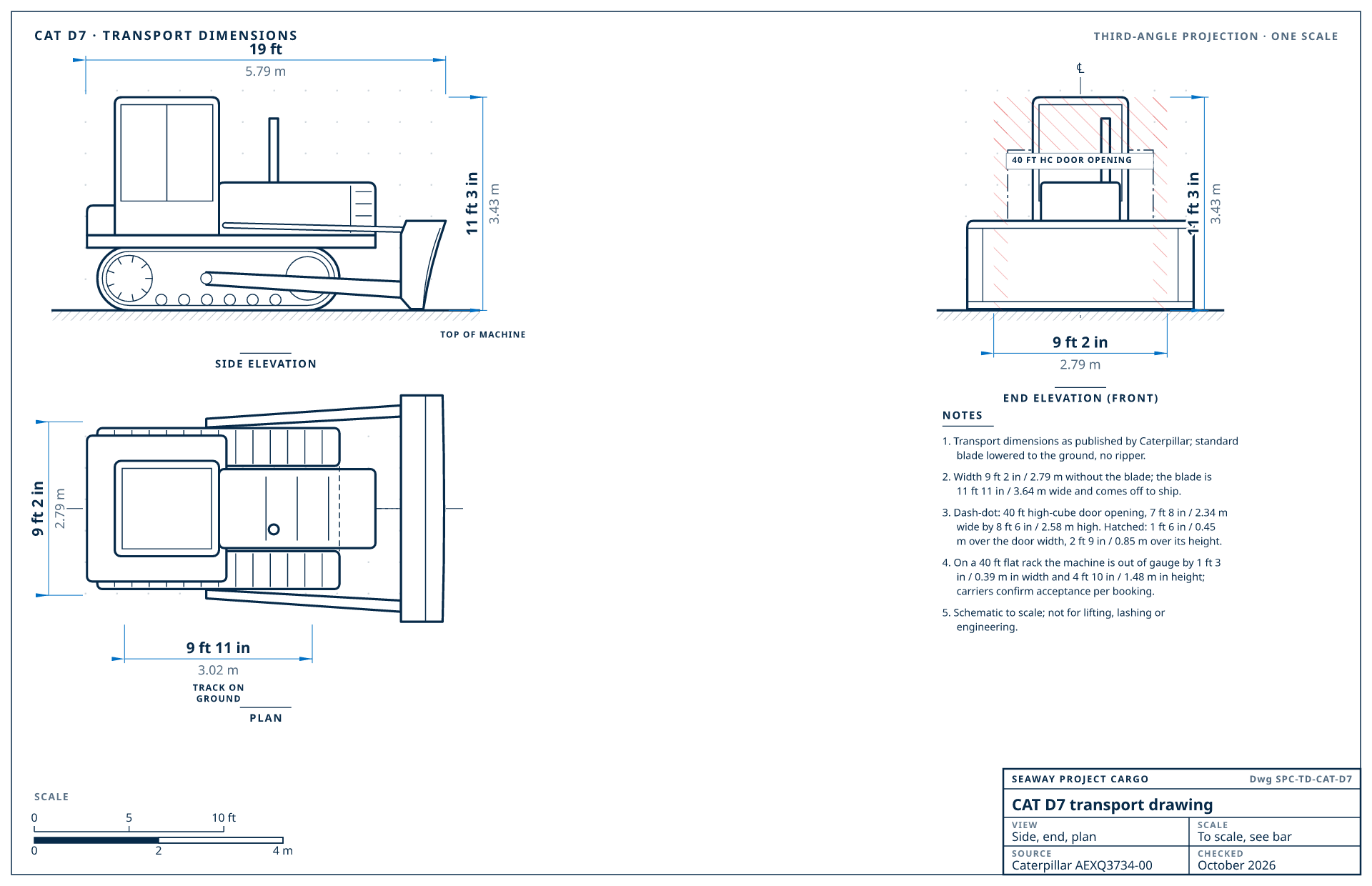 CAT D7 transport drawing