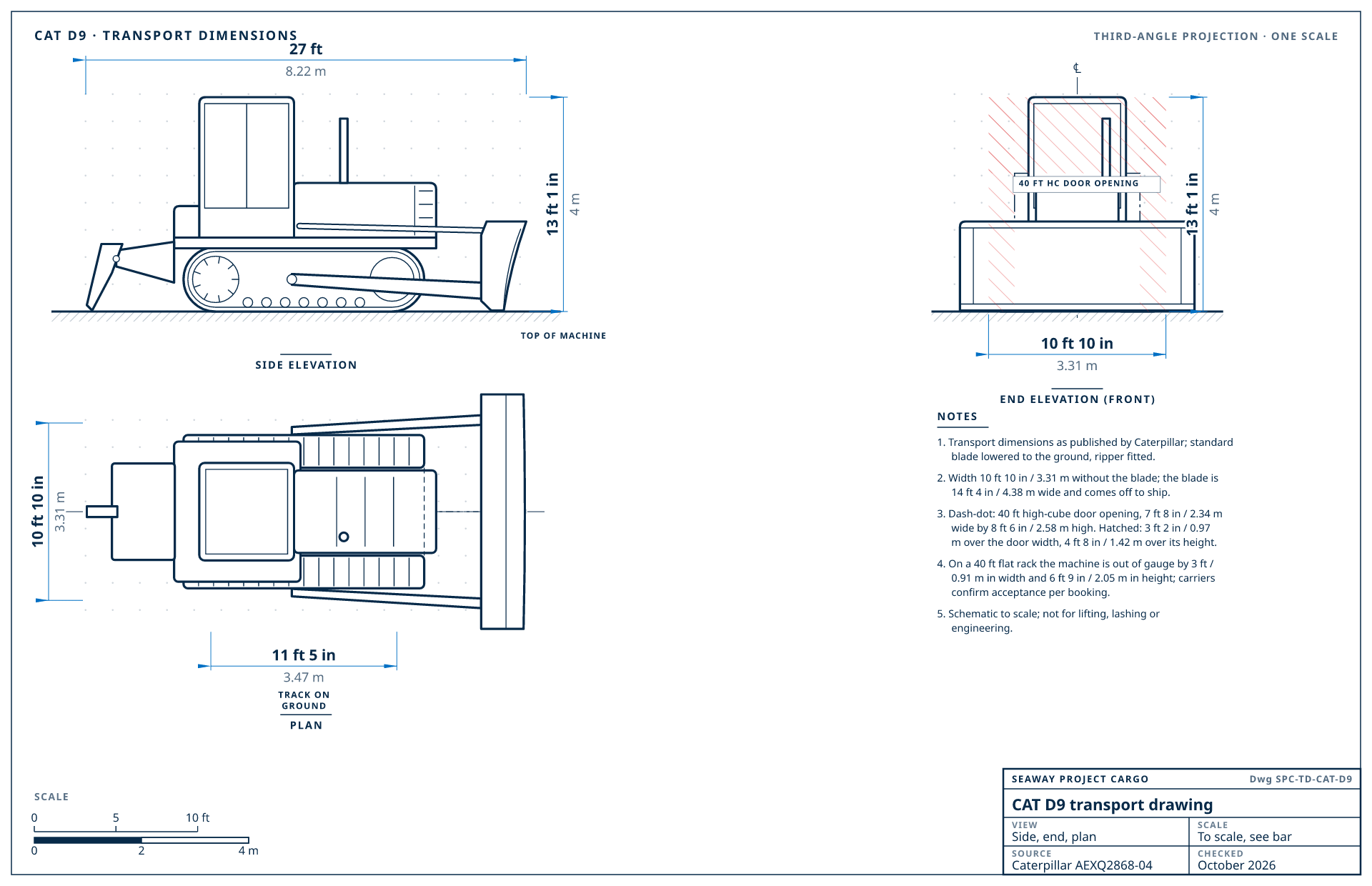CAT D9 transport drawing