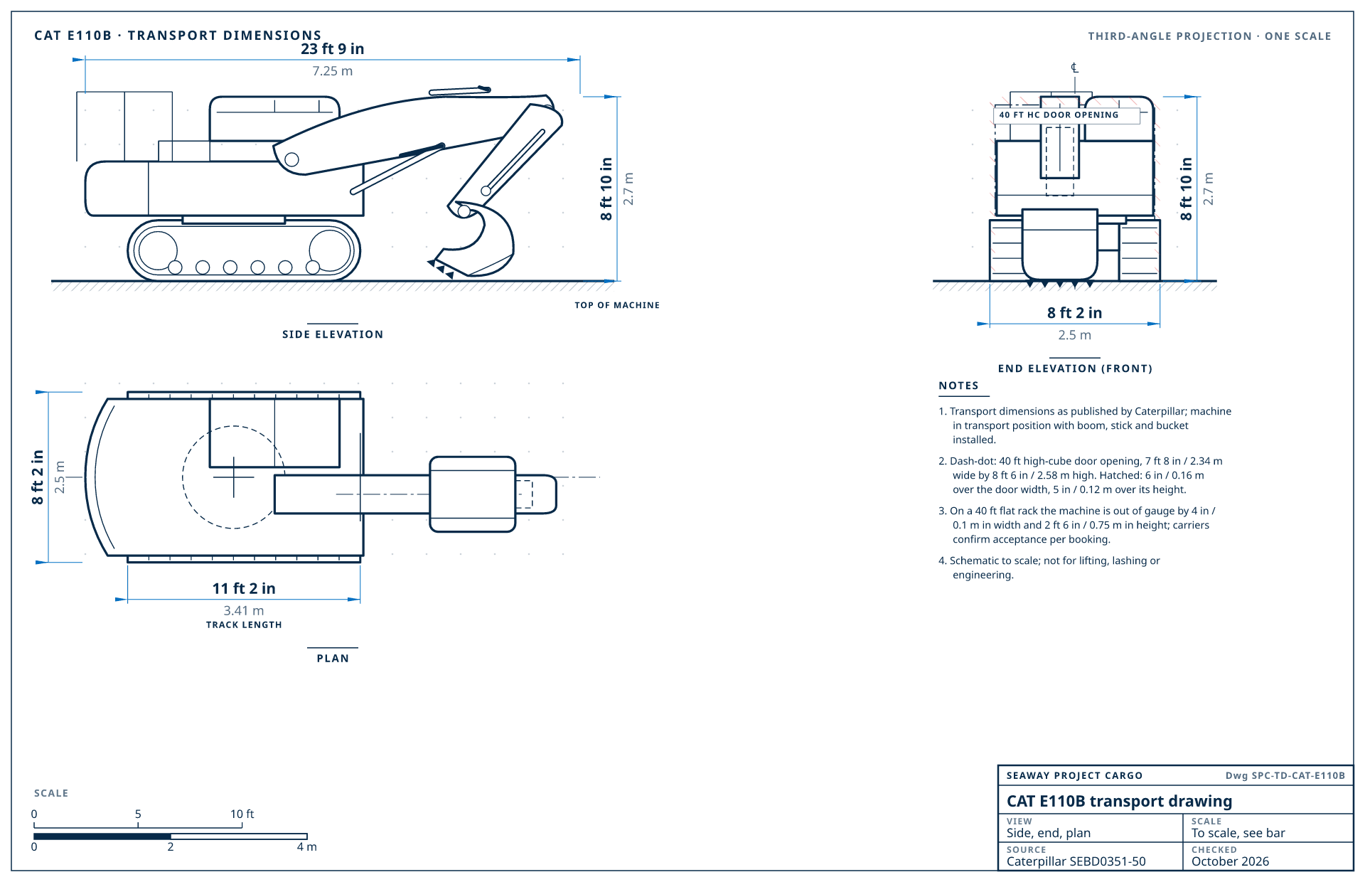 CAT E110B transport drawing