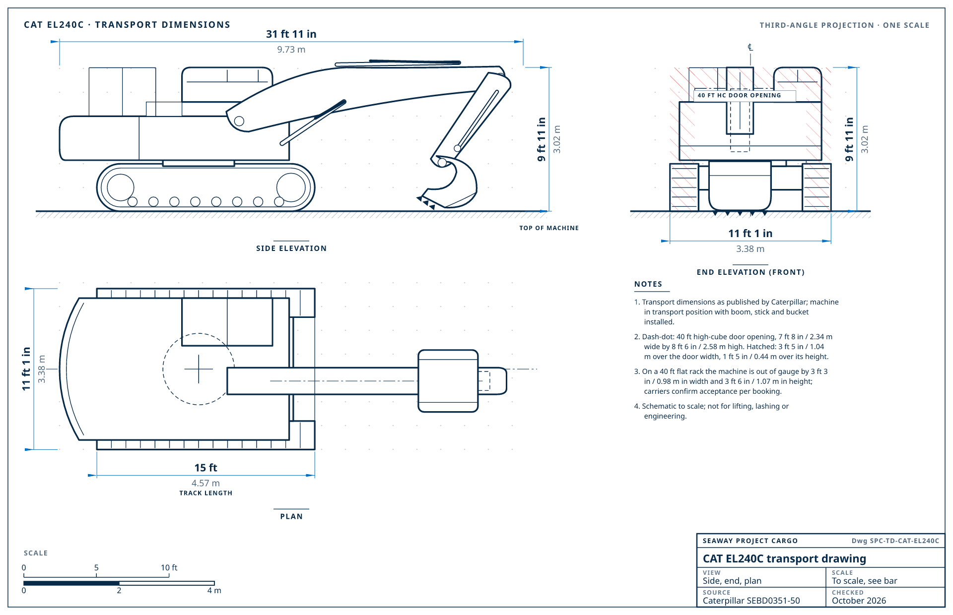 CAT EL240C transport drawing