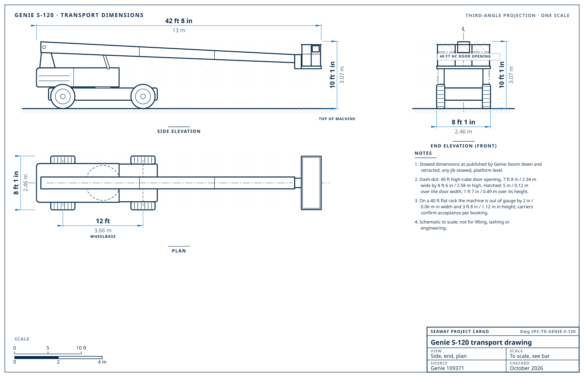 Genie S-120 transport drawing
