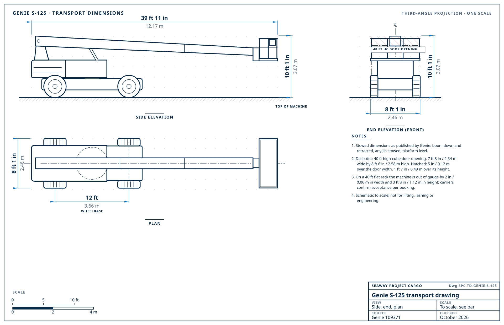 Genie S-125 transport drawing
