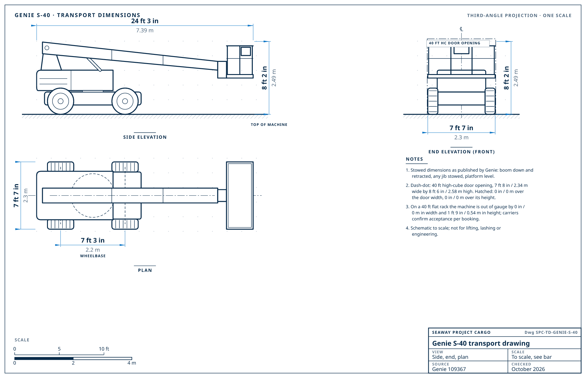 Genie S-40 transport drawing