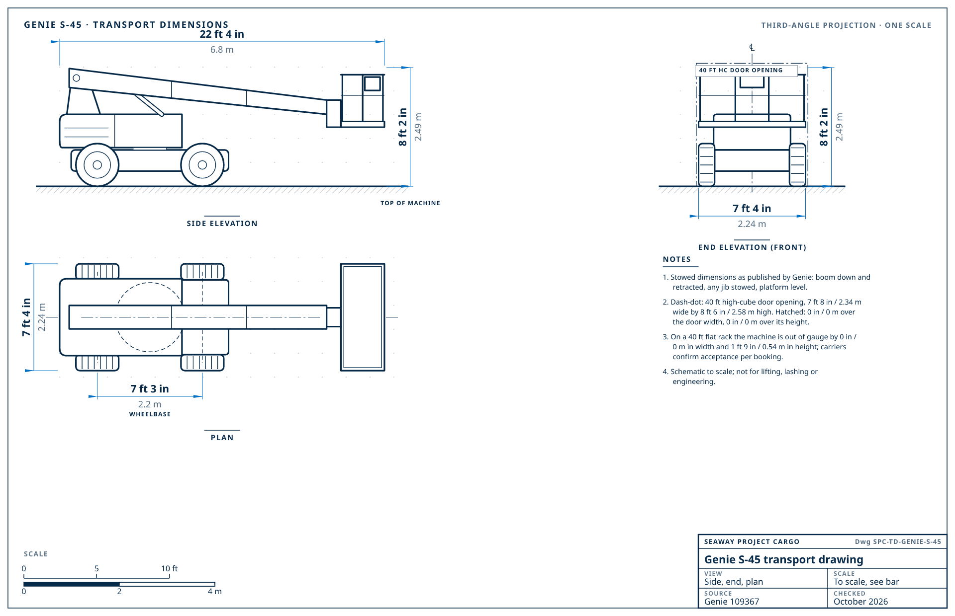 Genie S-45 transport drawing