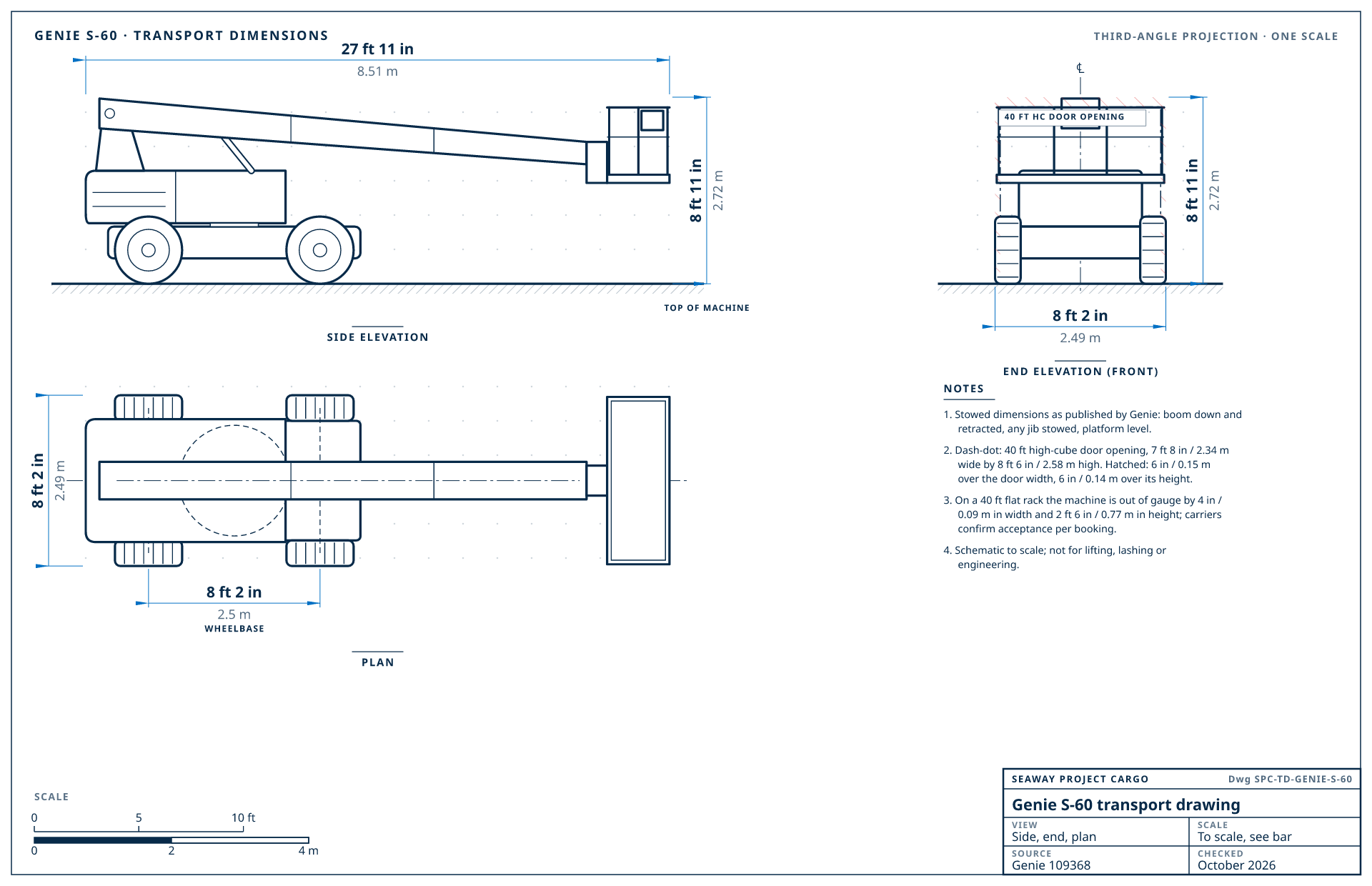 Genie S-60 transport drawing