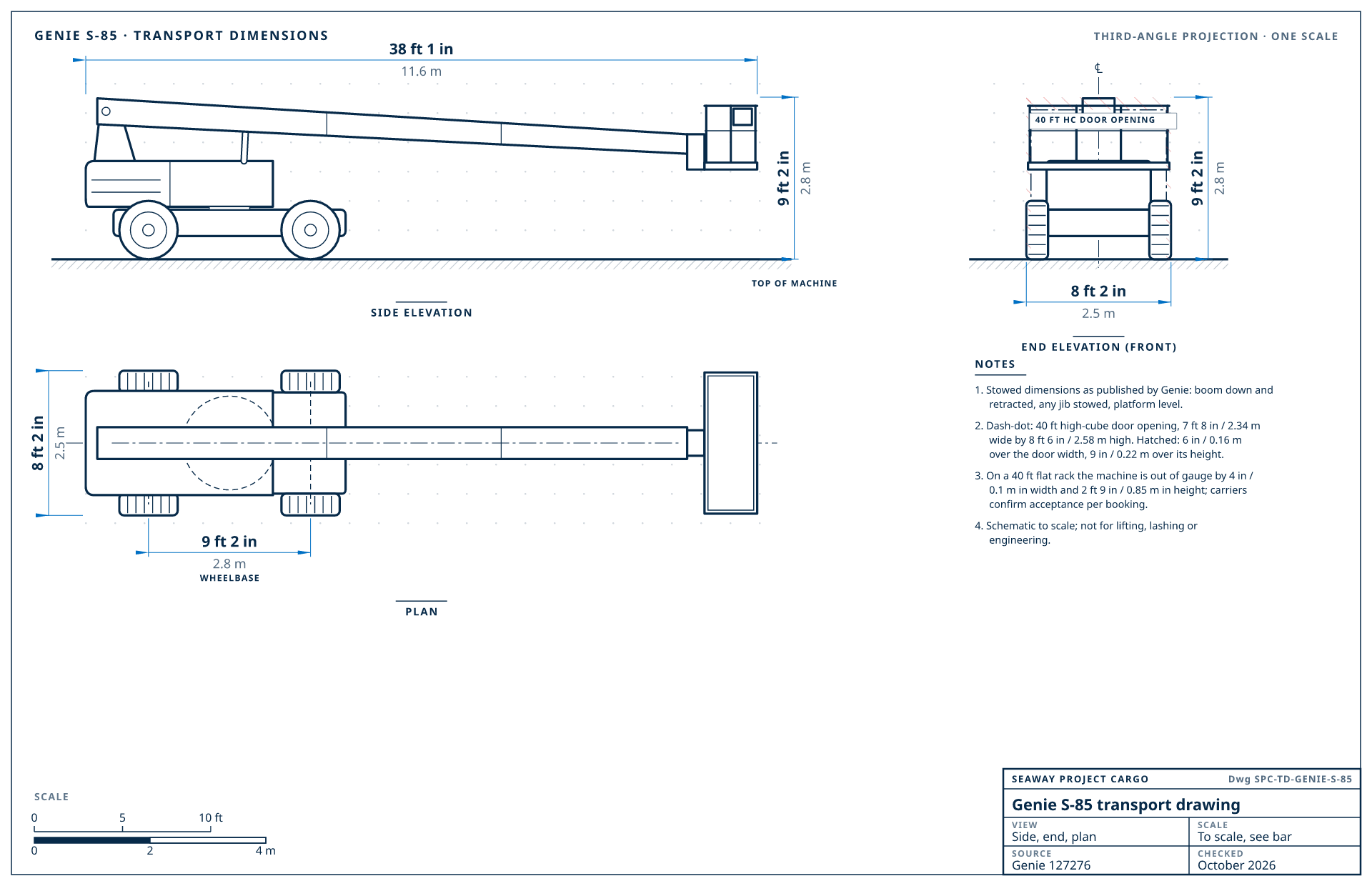 Genie S-85 transport drawing
