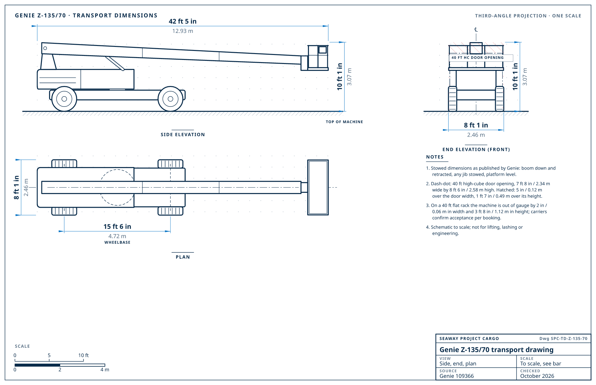 Genie Z-135/70 transport drawing