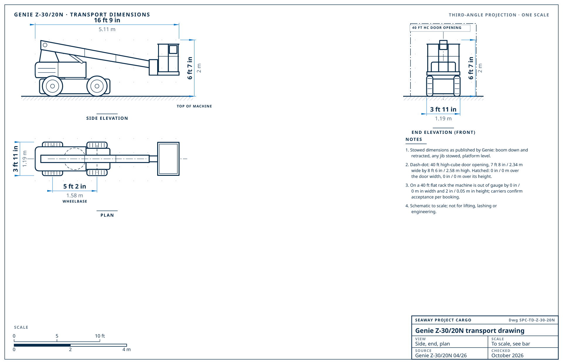 Genie Z-30/20N transport drawing