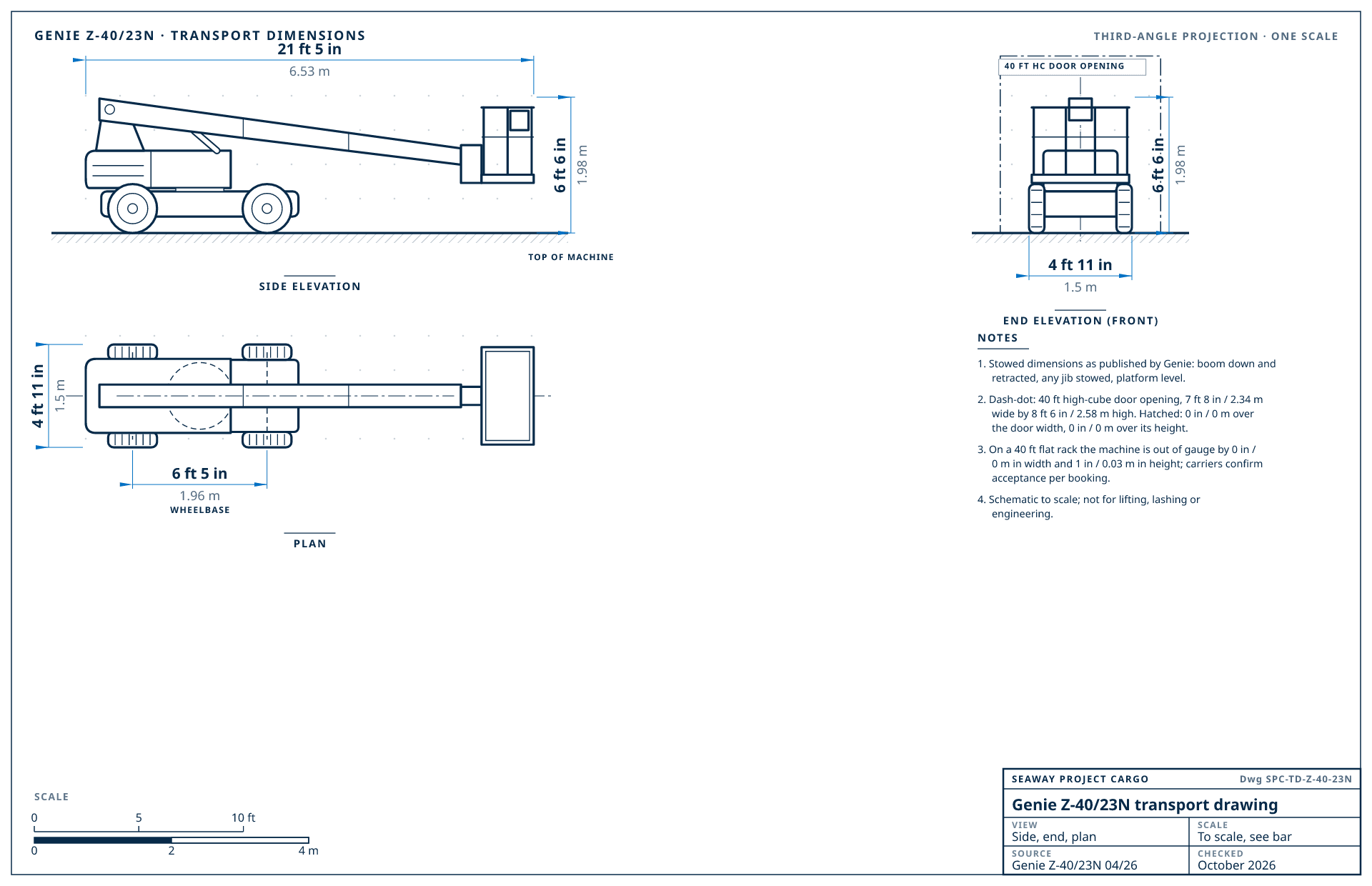Genie Z-40/23N transport drawing