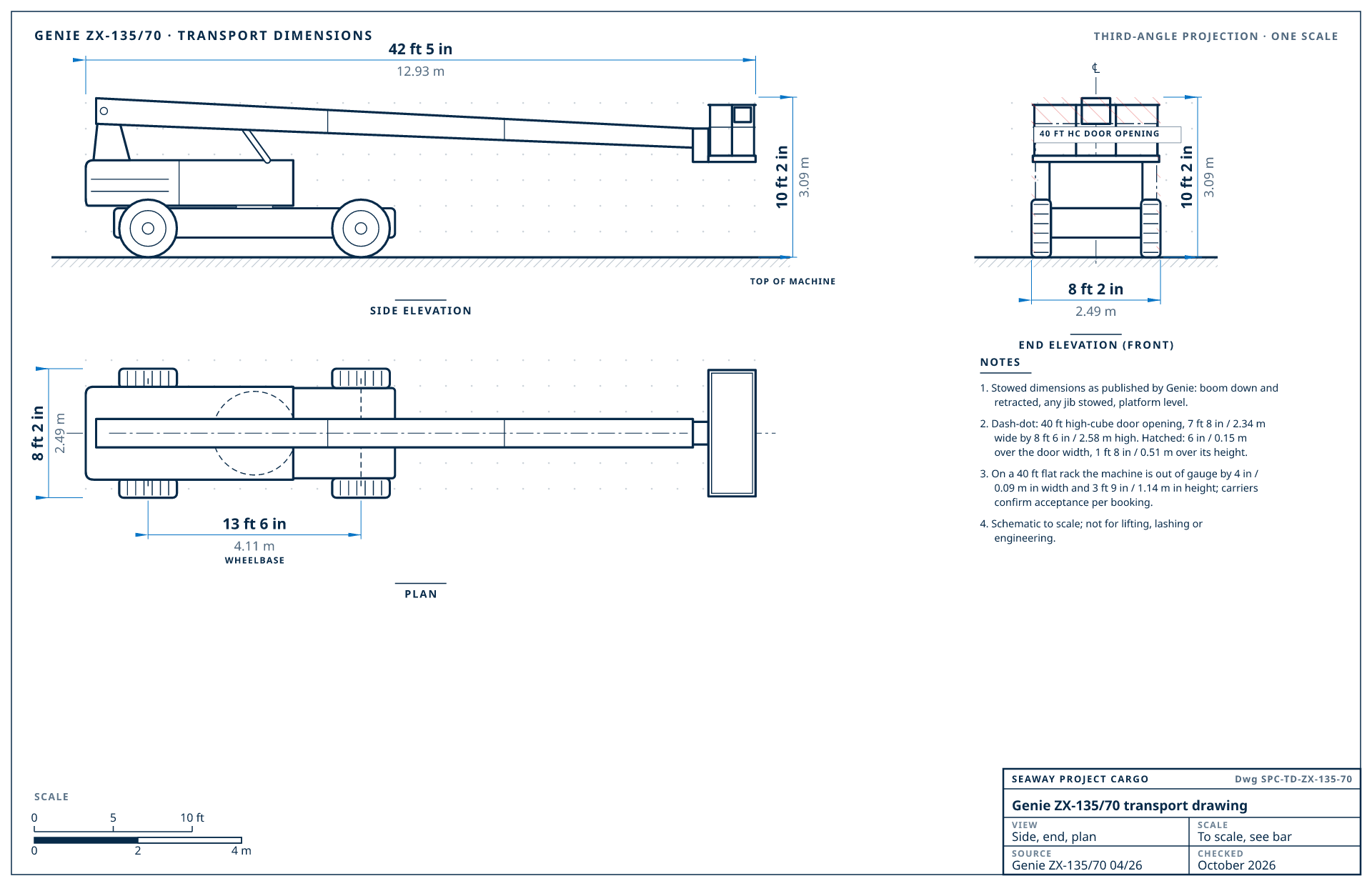 Genie ZX-135/70 transport drawing