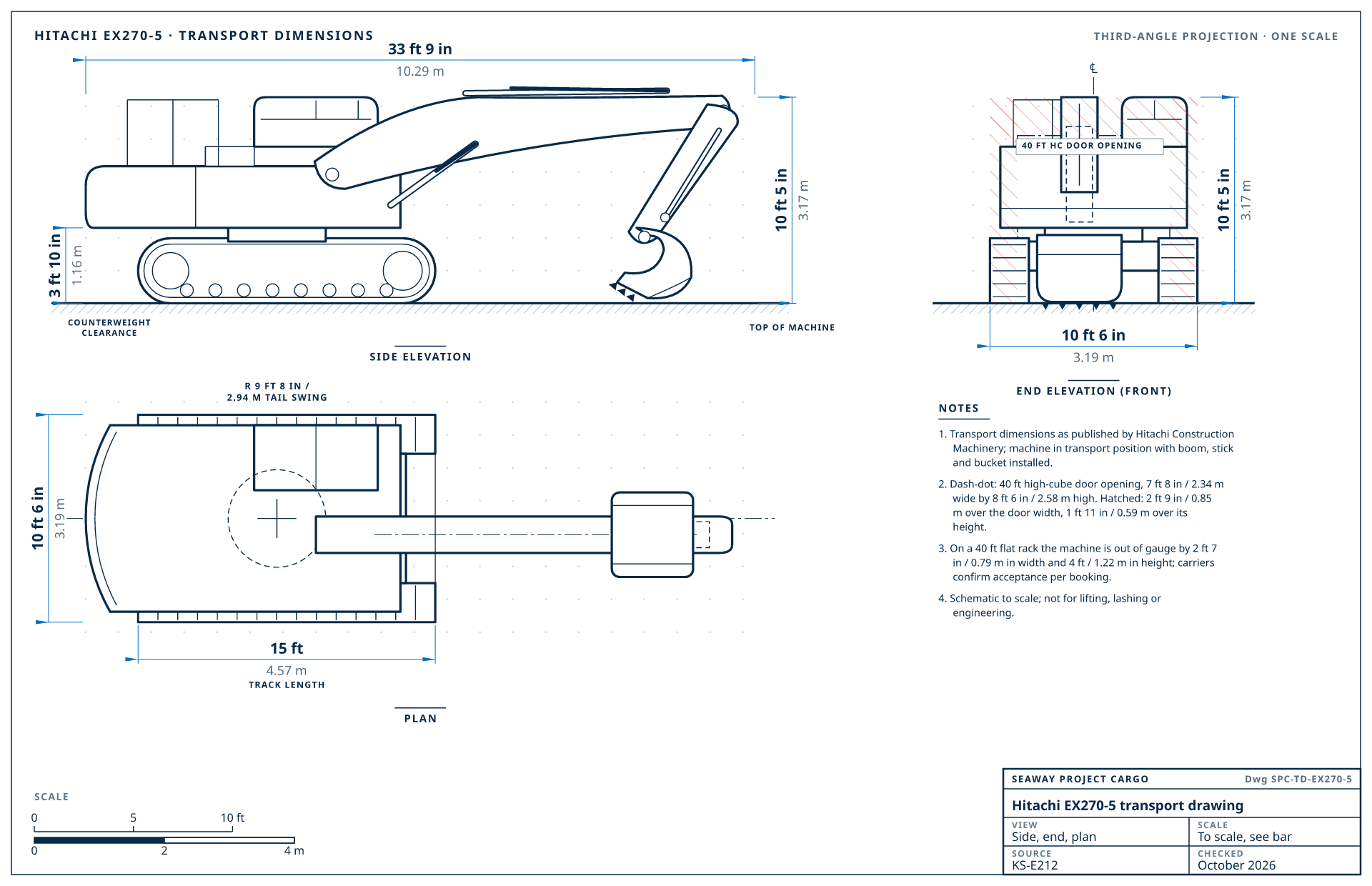 Hitachi EX270-5 transport drawing