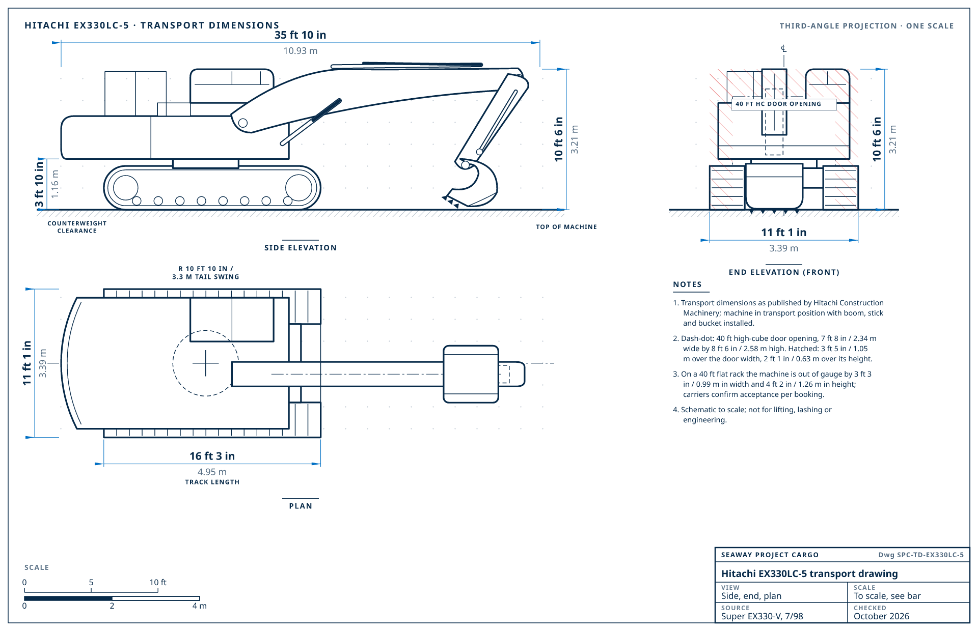 Hitachi EX330LC-5 transport drawing