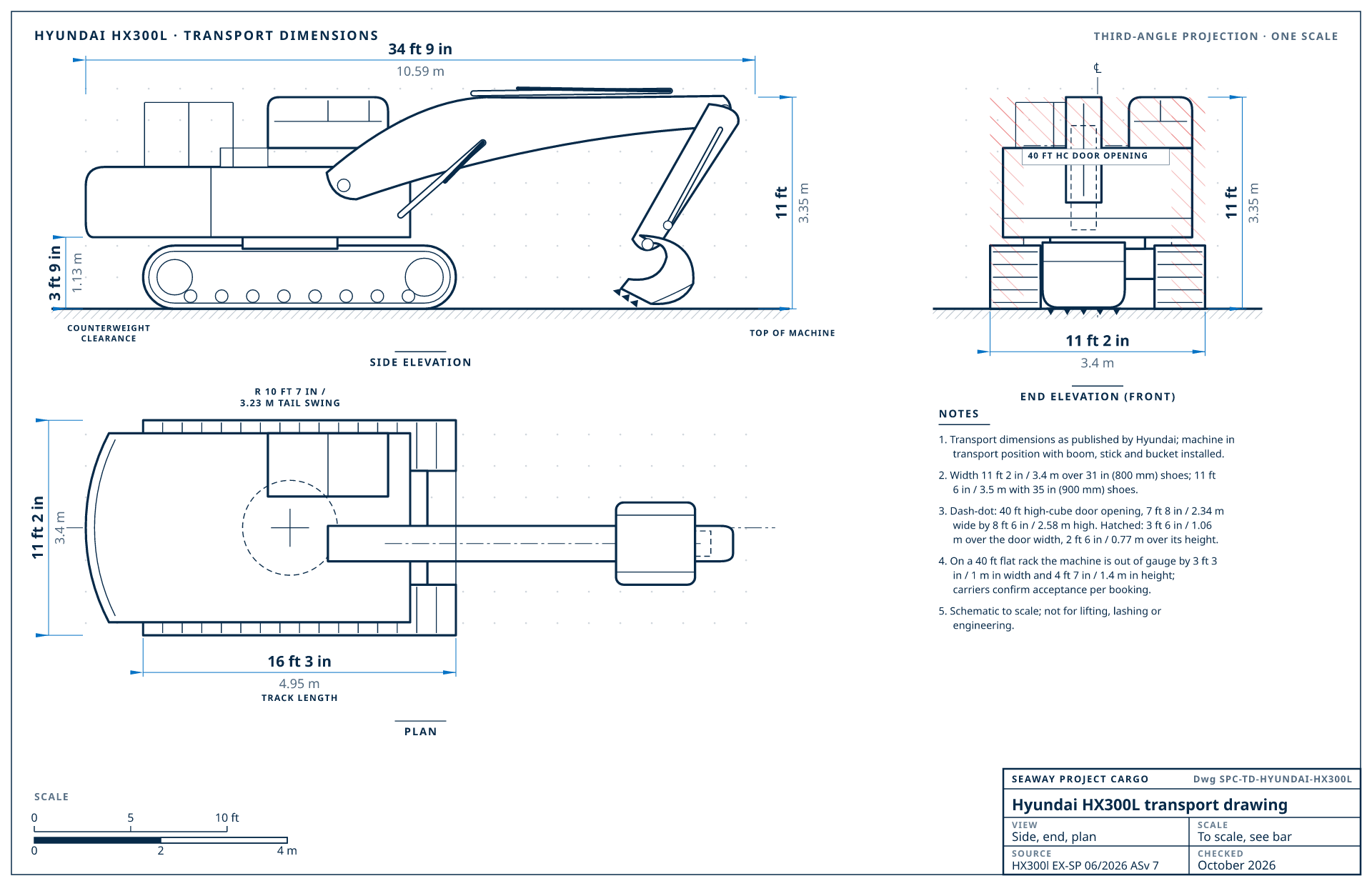 Hyundai HX300L transport drawing