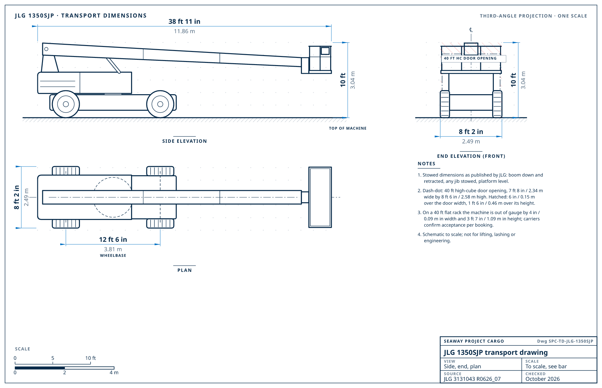 JLG 1350SJP transport drawing
