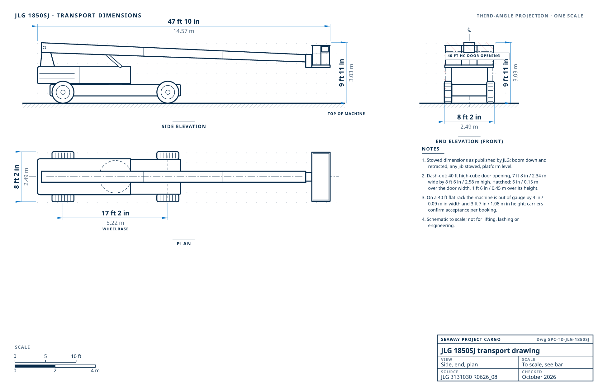 JLG 1850SJ transport drawing