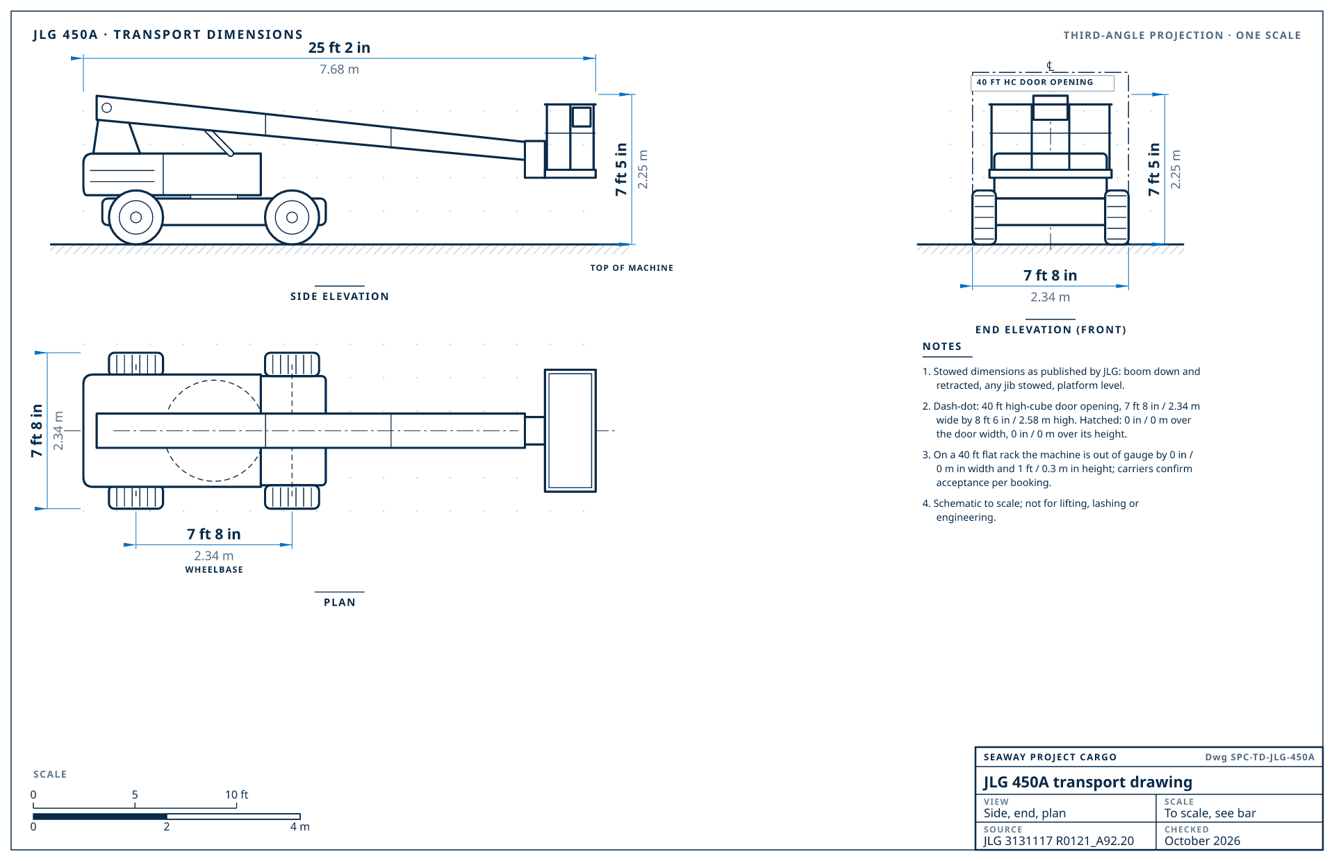 JLG 450A transport drawing