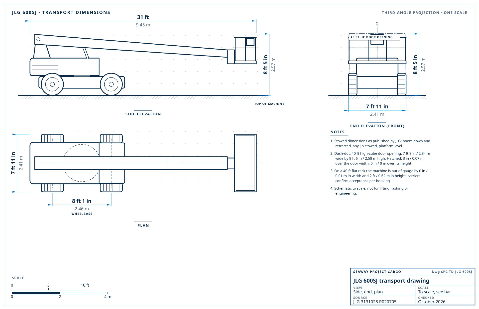 JLG 600SJ transport drawing