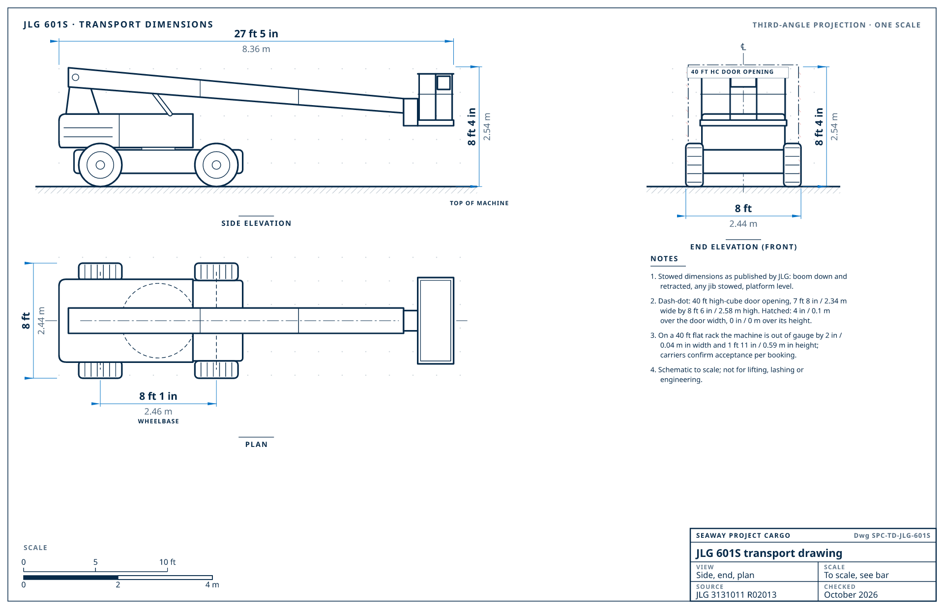 JLG 601S transport drawing
