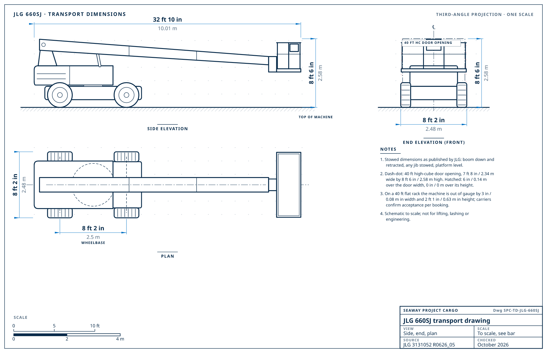 JLG 660SJ transport drawing