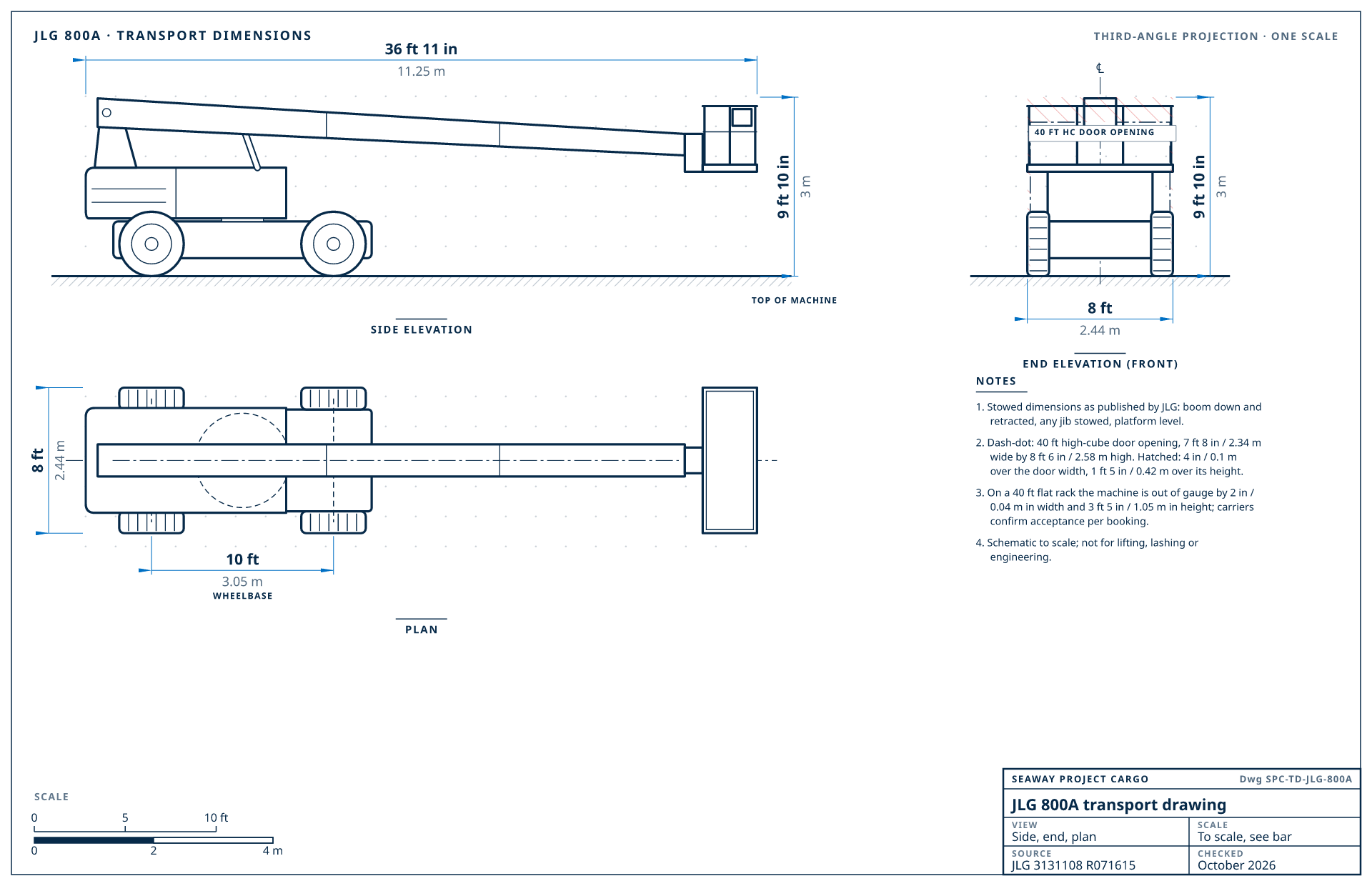 JLG 800A transport drawing
