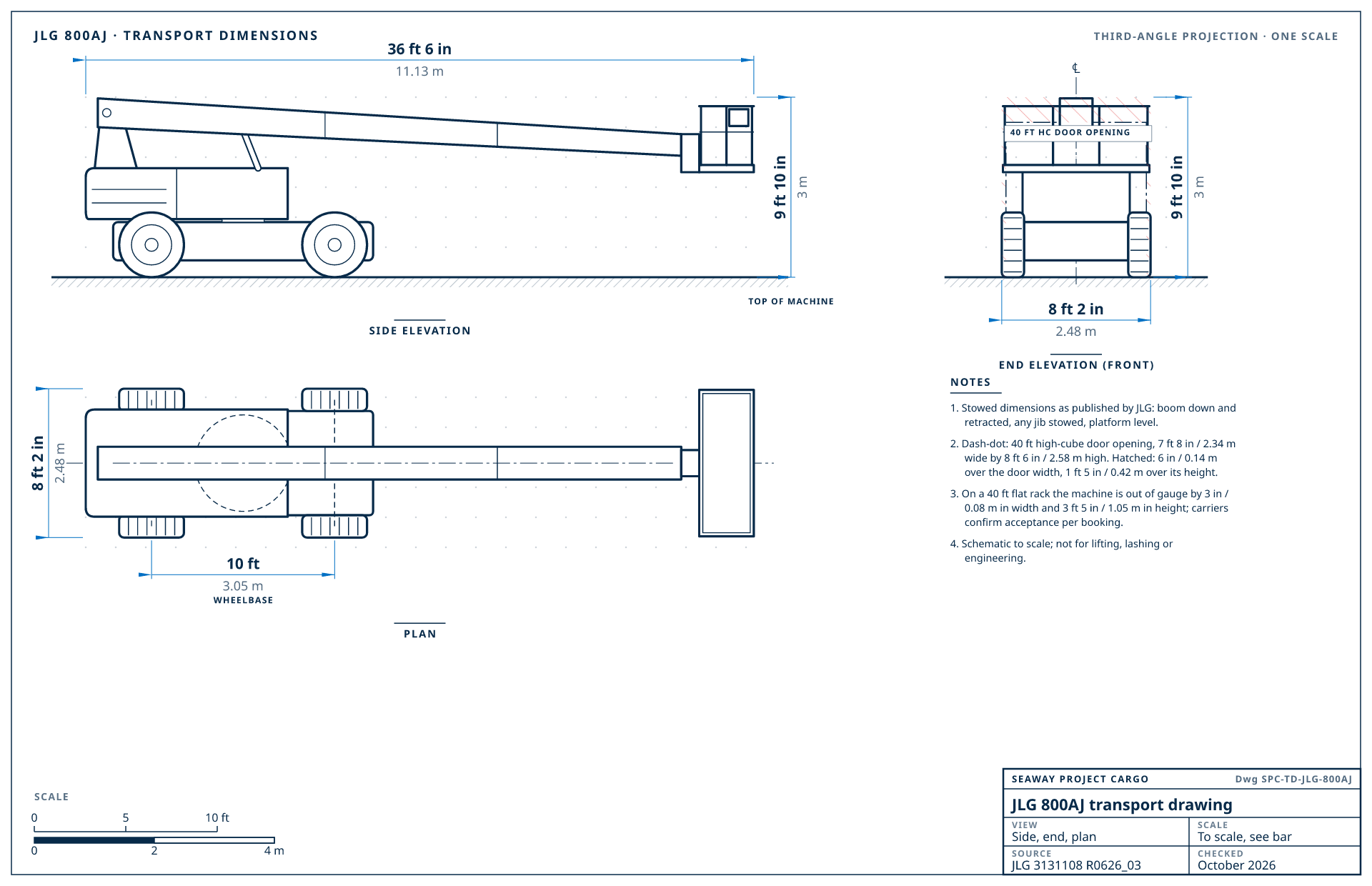 JLG 800AJ transport drawing