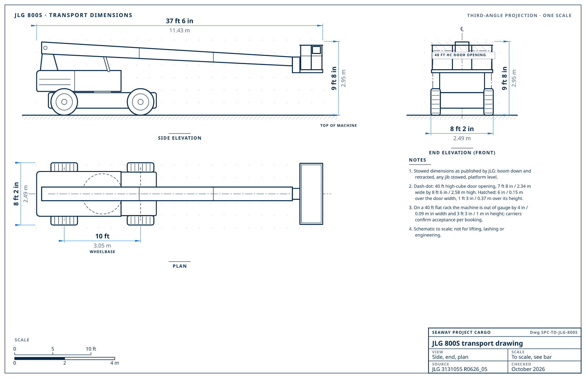 JLG 800S transport drawing