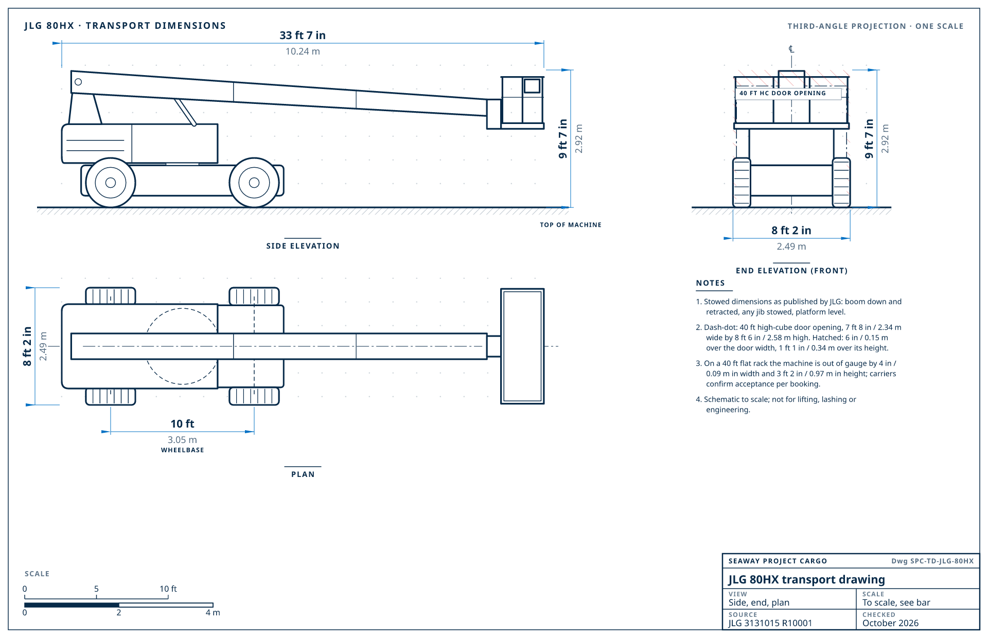 JLG 80HX transport drawing