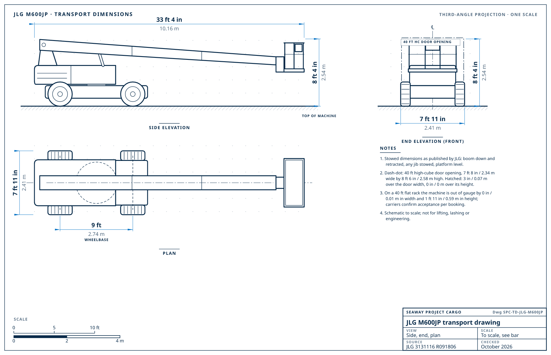 JLG M600JP transport drawing