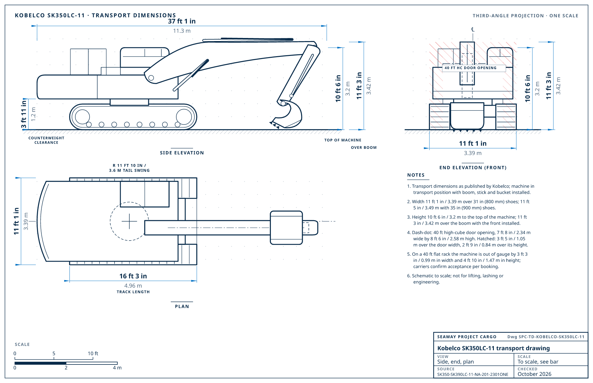Kobelco SK350LC-11 transport drawing