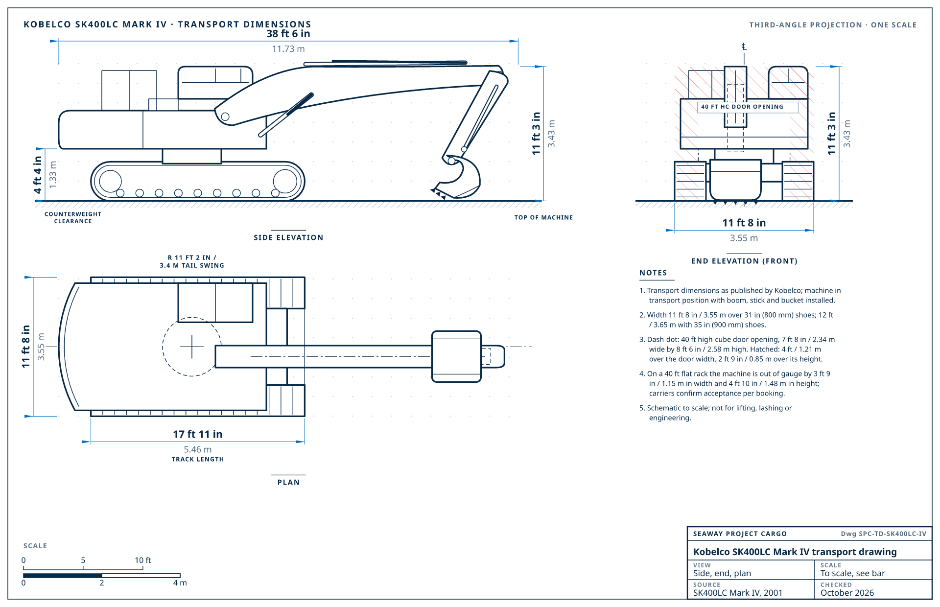 Kobelco SK400LC Mark IV transport drawing