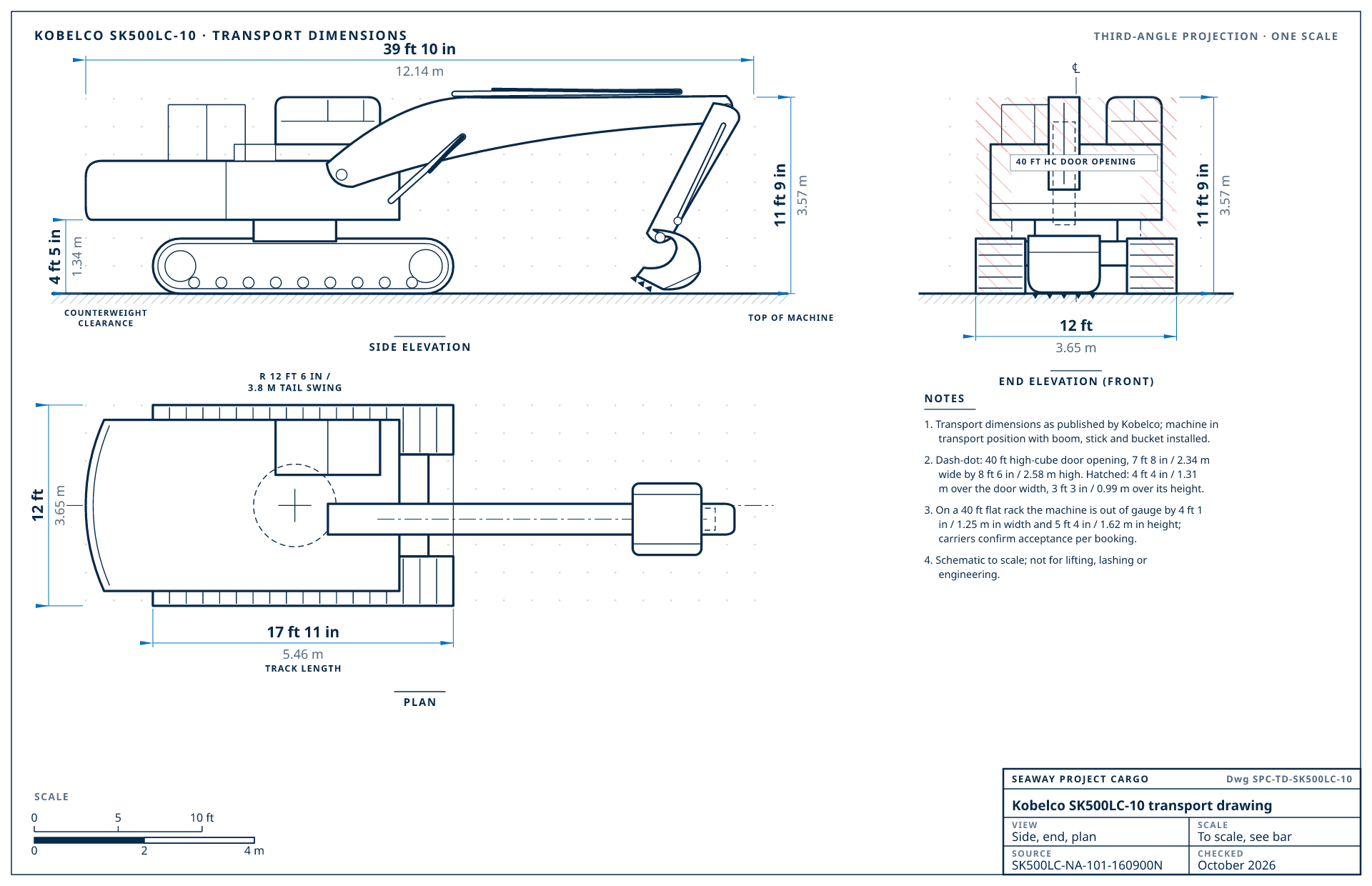 Kobelco SK500LC-10 transport drawing