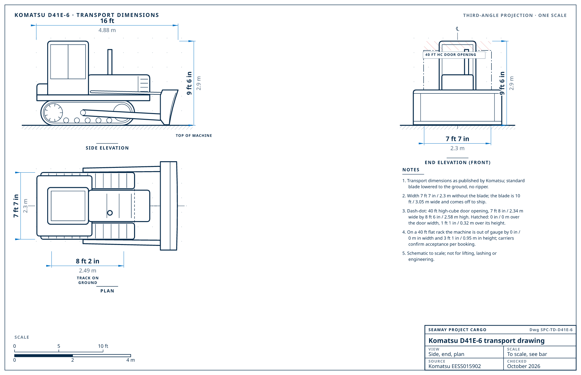 Komatsu D41E-6 transport drawing
